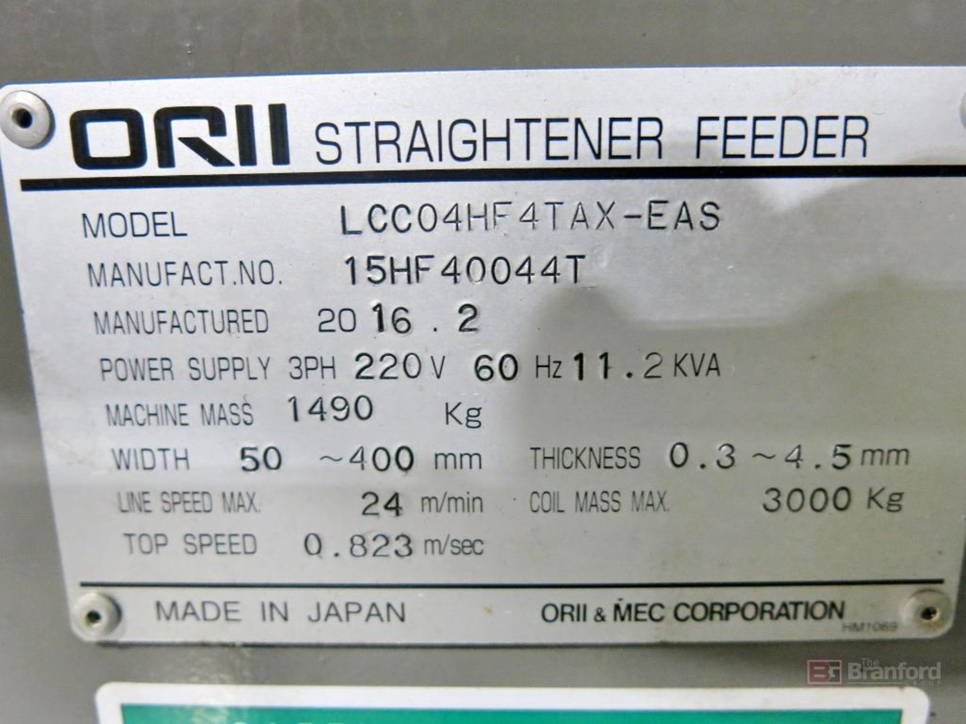 ORII Straightener Feeder Model LCC04HF4TAX-EAS - Image 5 of 5