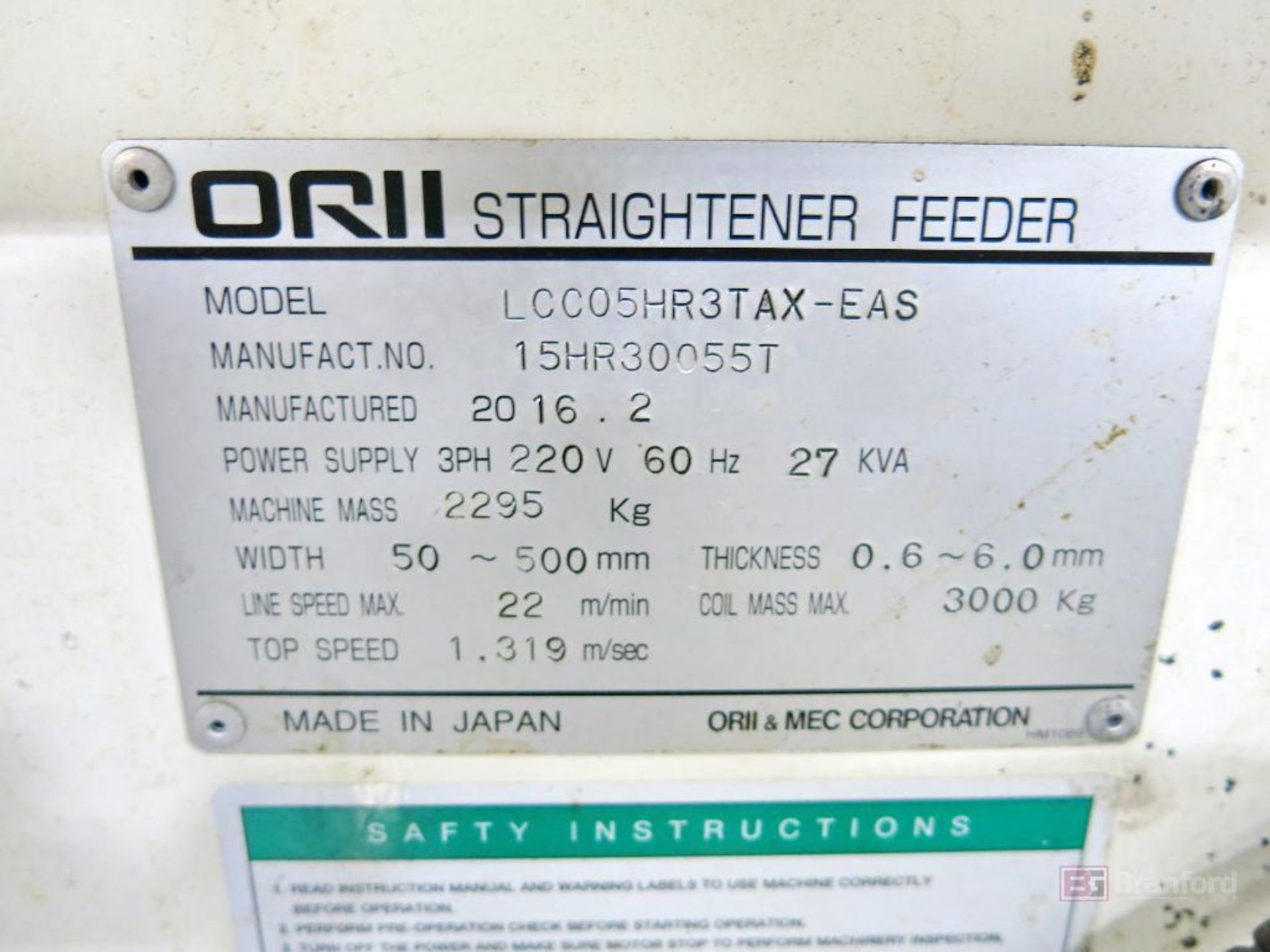 ORII Model LCC05HR3TAX-EAS Straightener Feeder Uncoiler - Bild 4 aus 4