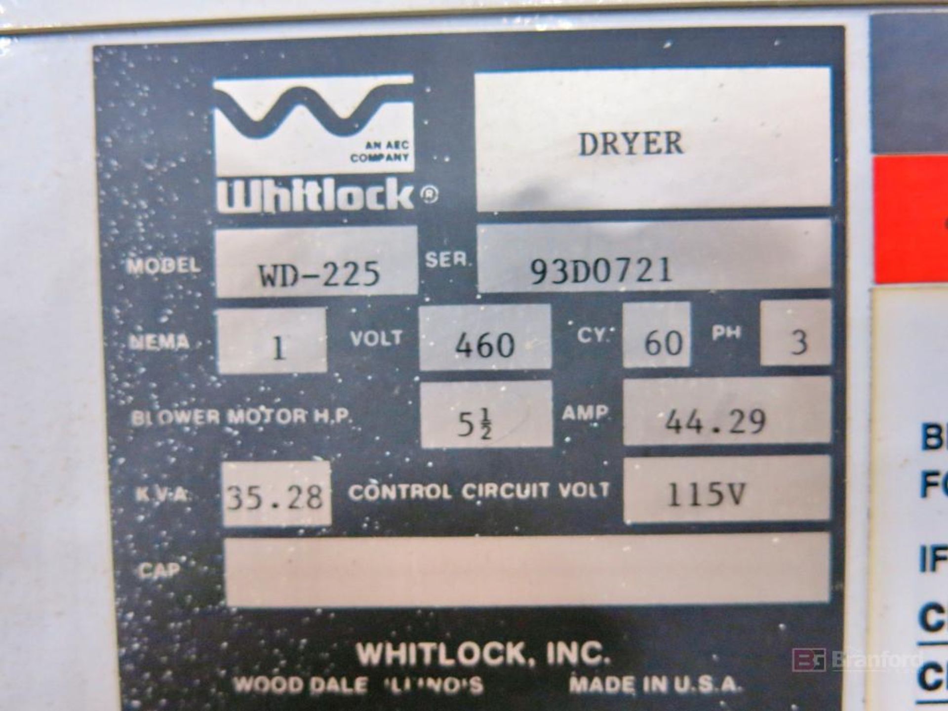 AEC Whitlock Model WD-225 Resin Material Dryer - Image 4 of 4