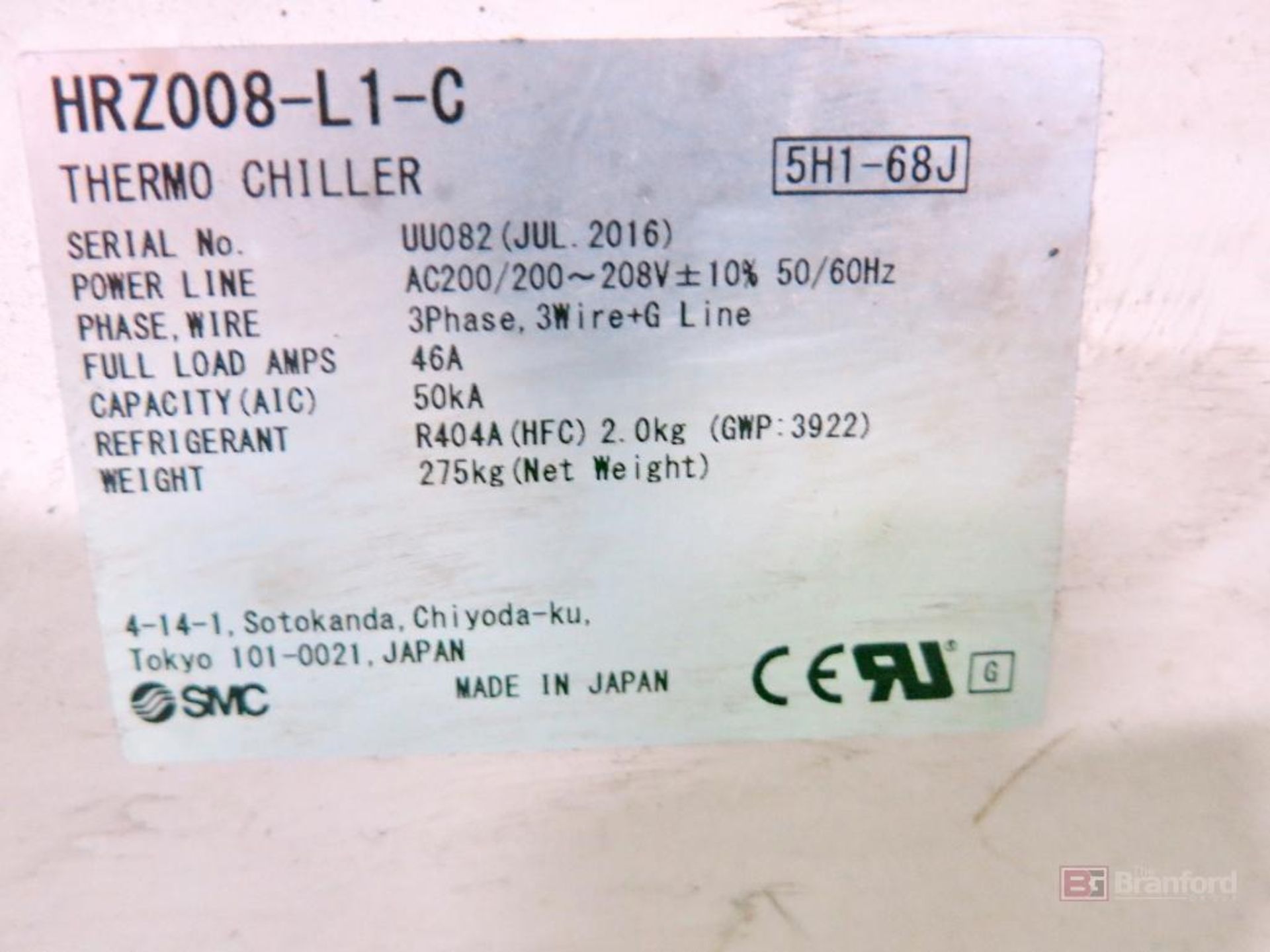 SMC Thermo Chiller Model HRZ008-L1-C - Image 3 of 3