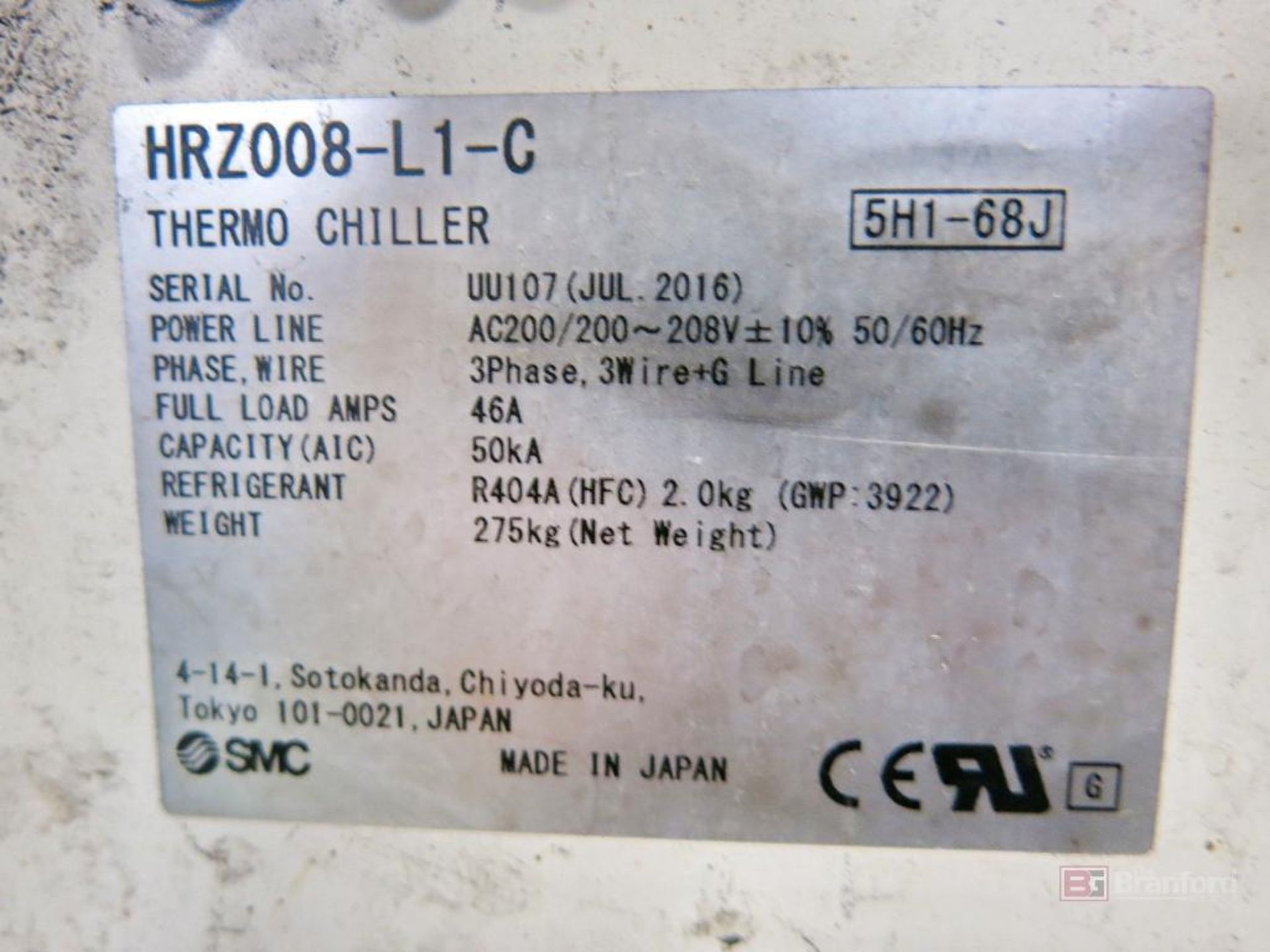 SMC Thermo Chiller Model HRZ008-L1-C - Image 3 of 3