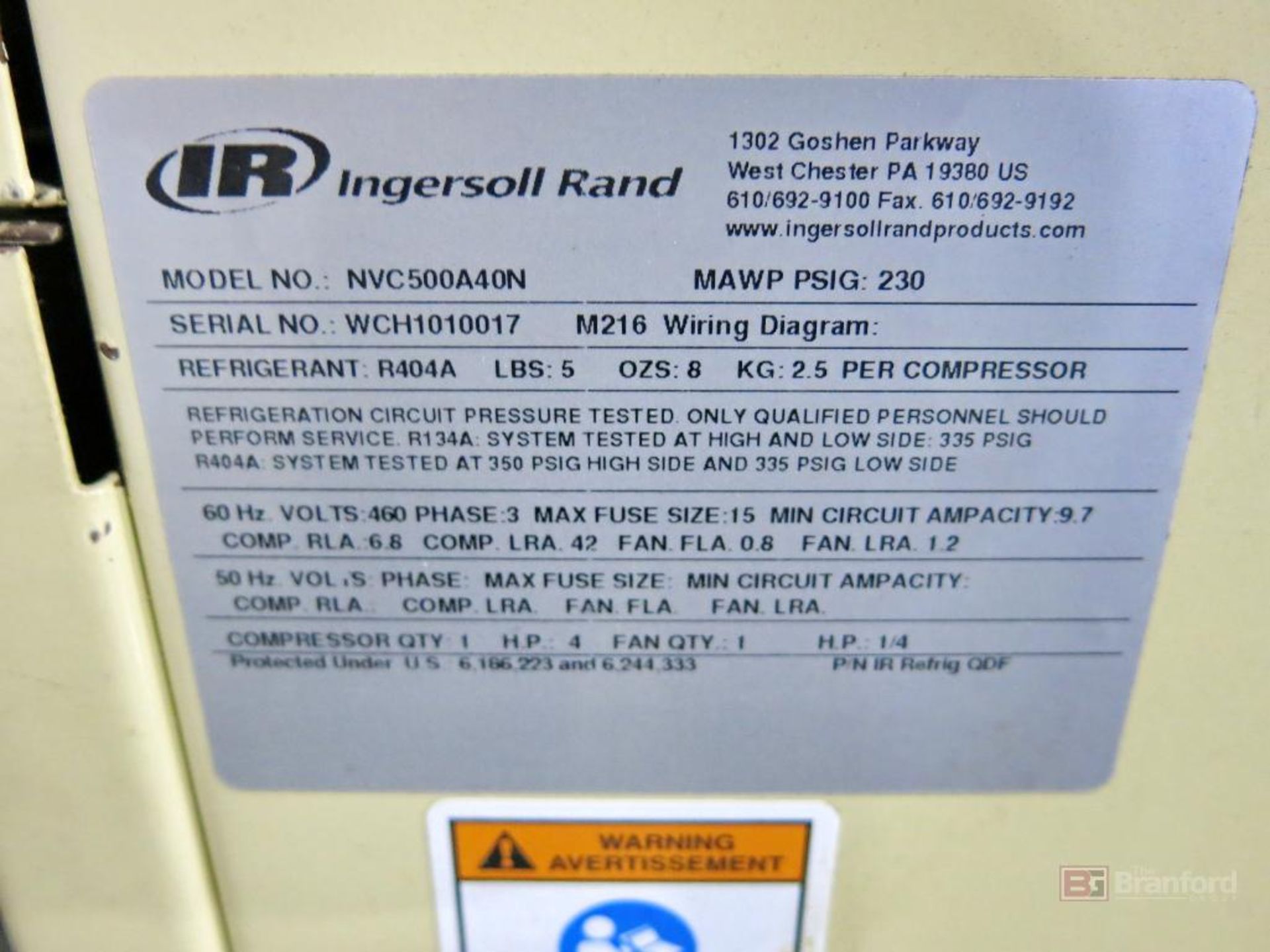 Ingersoll Rand Model NVC500A40N Refrigerated Air Dryer - Bild 3 aus 3
