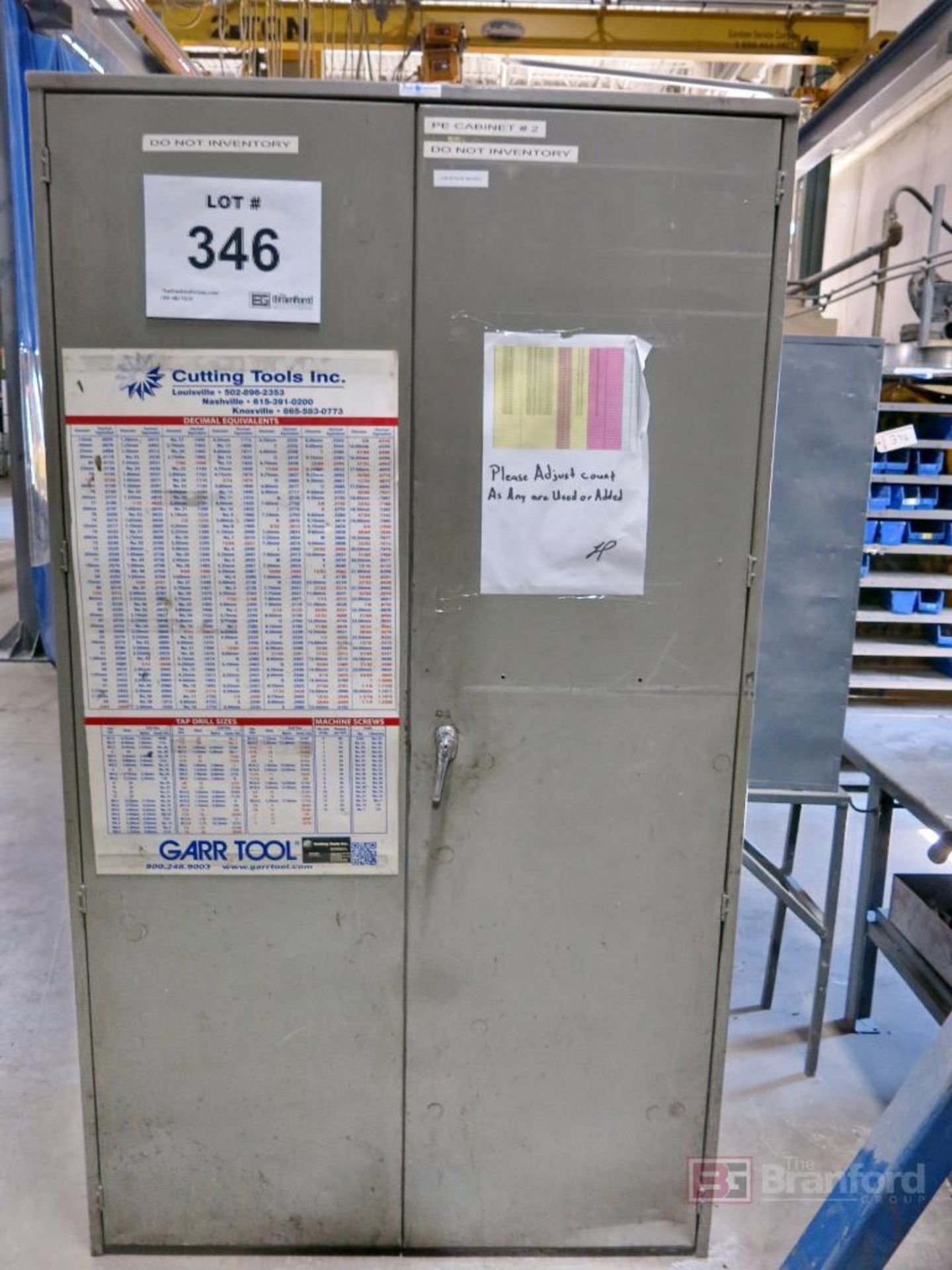 (4) Sections of Light Duty Racking w/ Arco Bins, (1) Custom made 2-Door ...