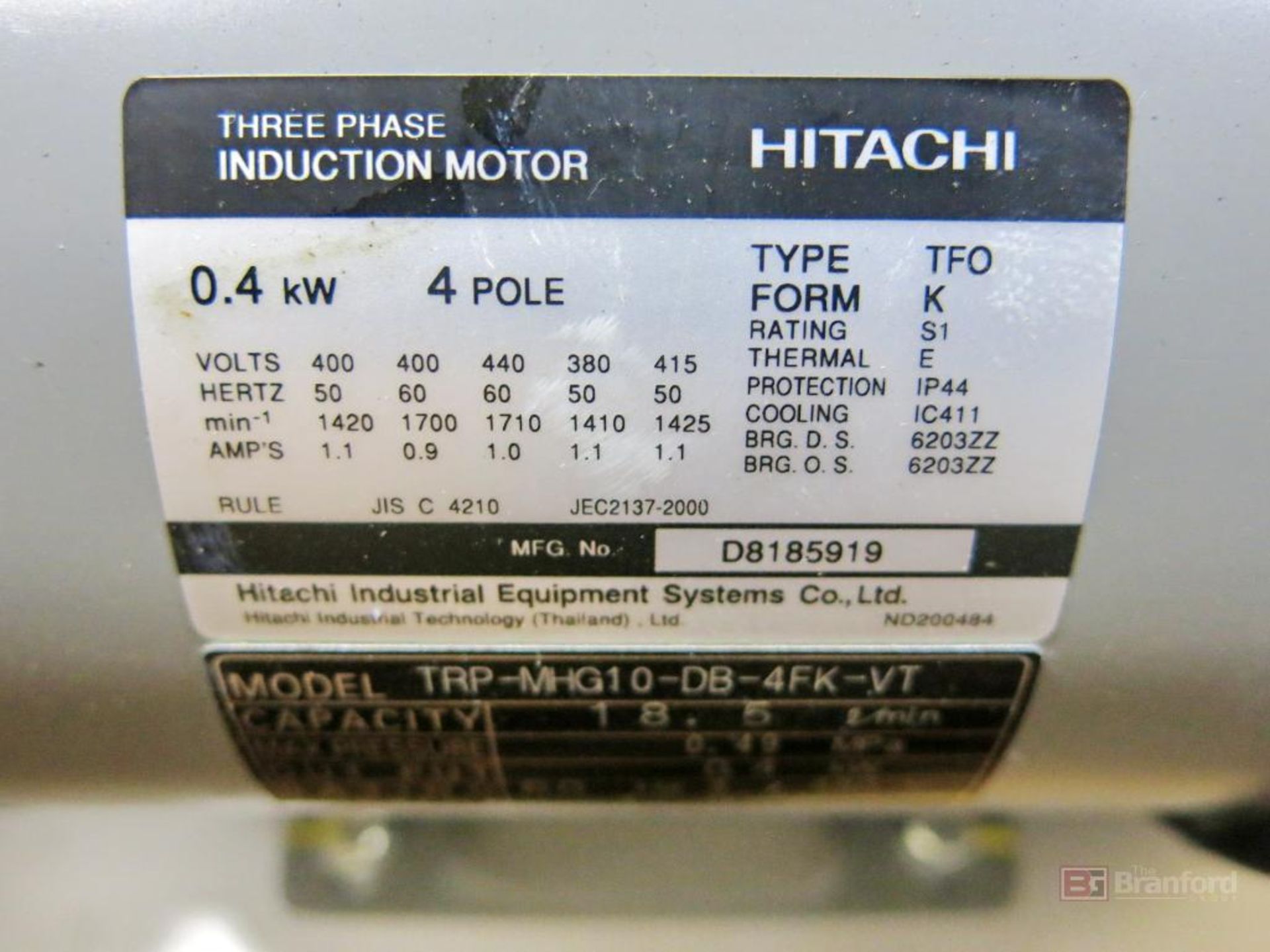 Hitachi Induction Motor w/ Oil Heating Unit - Image 3 of 3