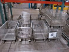 Lot of (10) Castered Collapsible Stackable Steel Totes