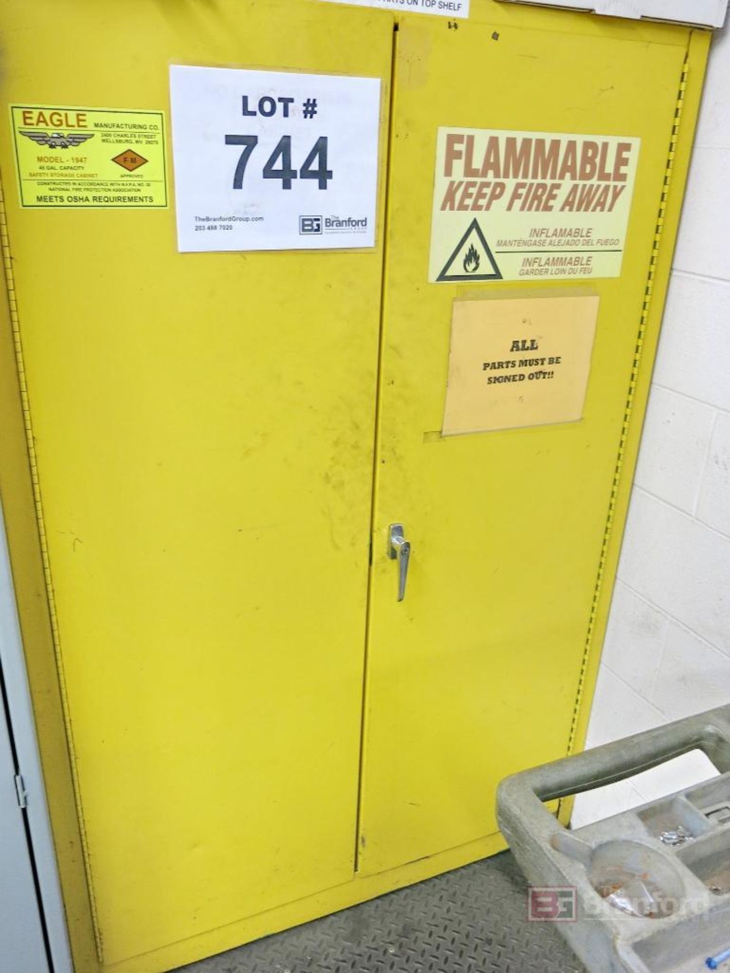 Eagle Model 1947 45-Gallon Cap. 2-Door Flammable Liquid Storage Cabinet w/ Contents