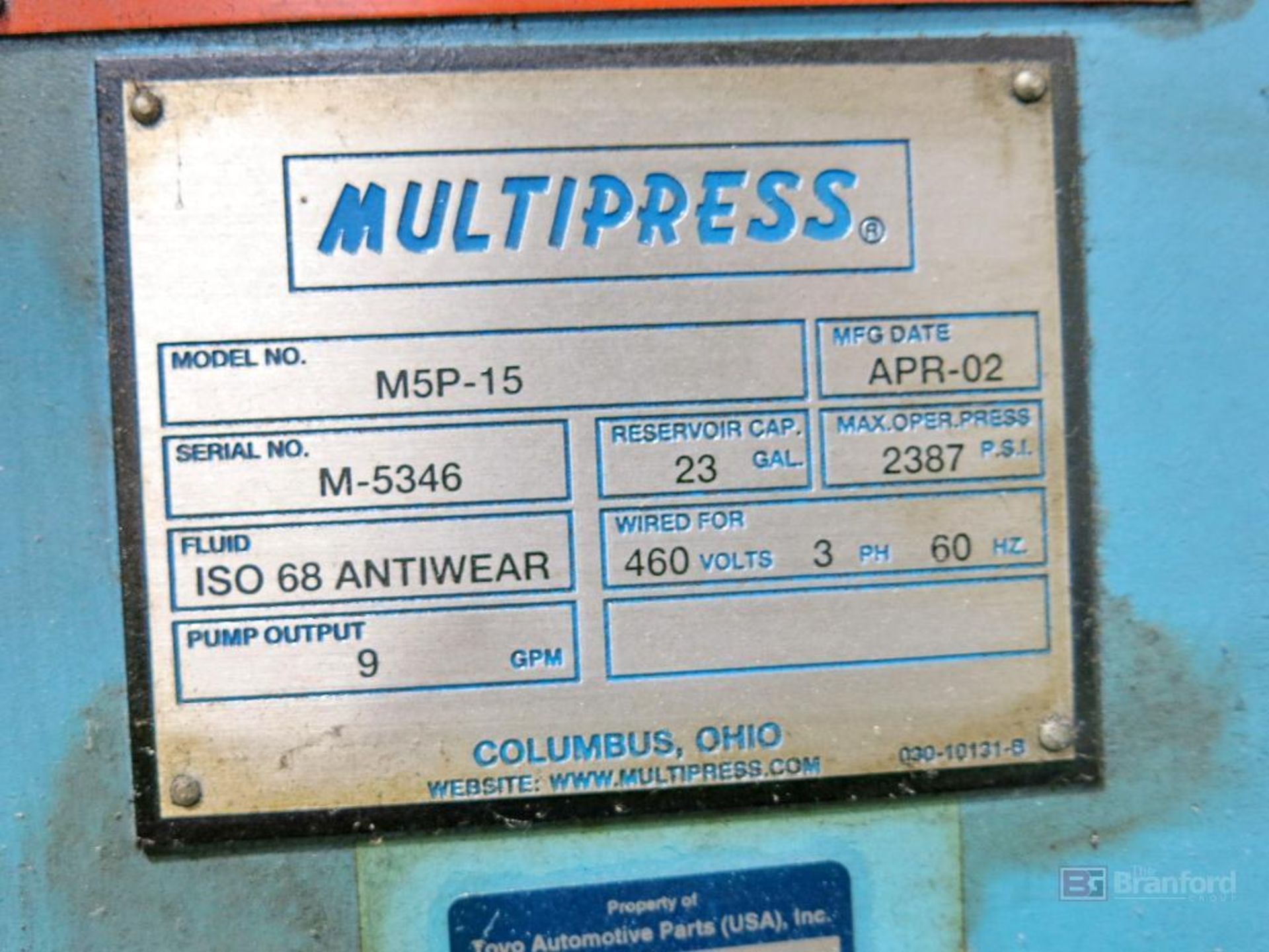 Multipress M5P-15 Hydraulic Press - Image 2 of 2