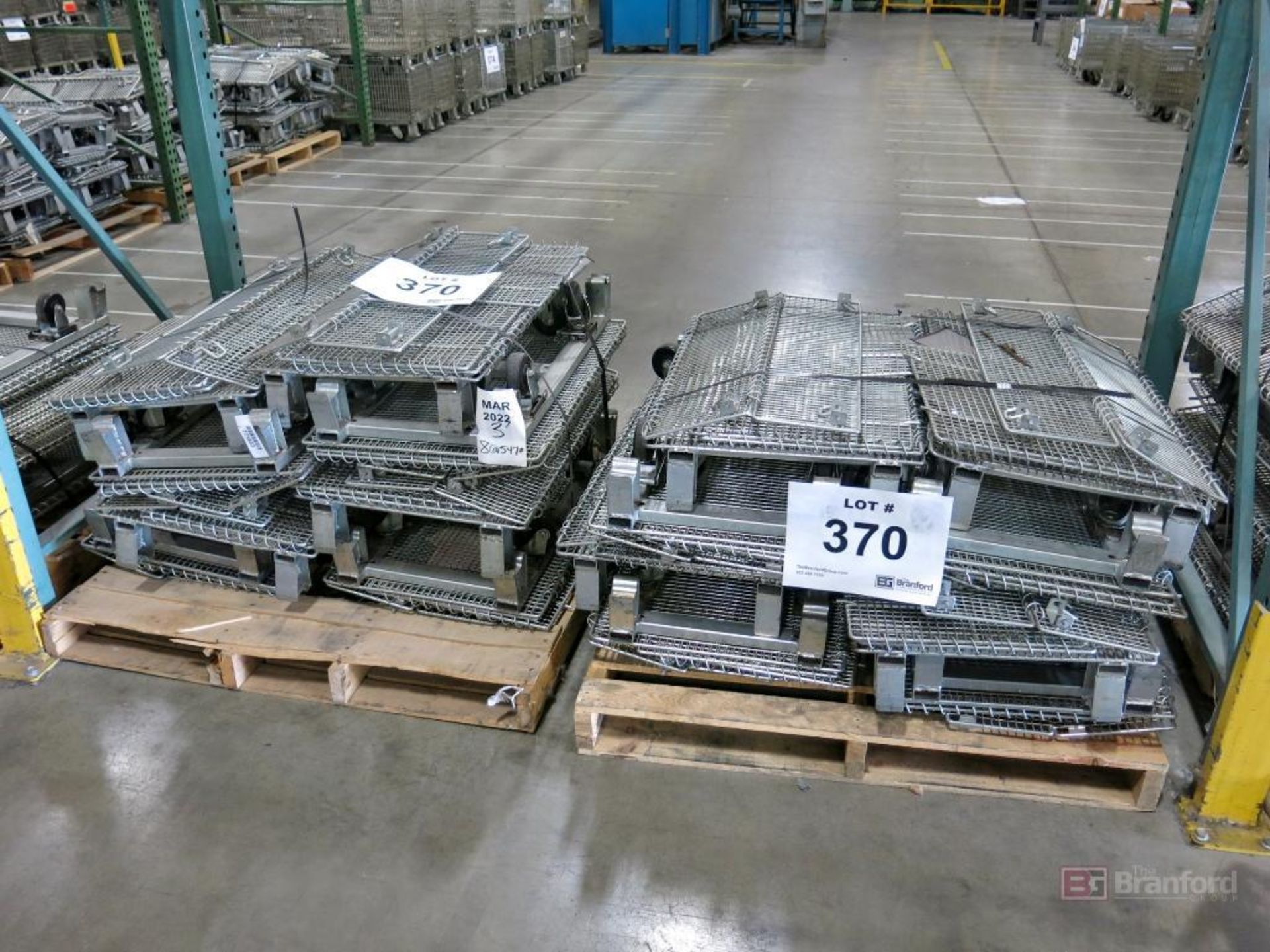 (2) Pallet Lots of Castered Steel Collapsible, Stackable Totes