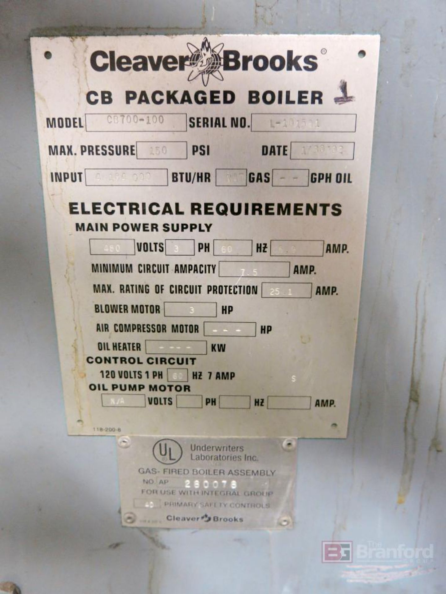 Cleaver Brooks Model CB700-100 Boiler - Image 3 of 3