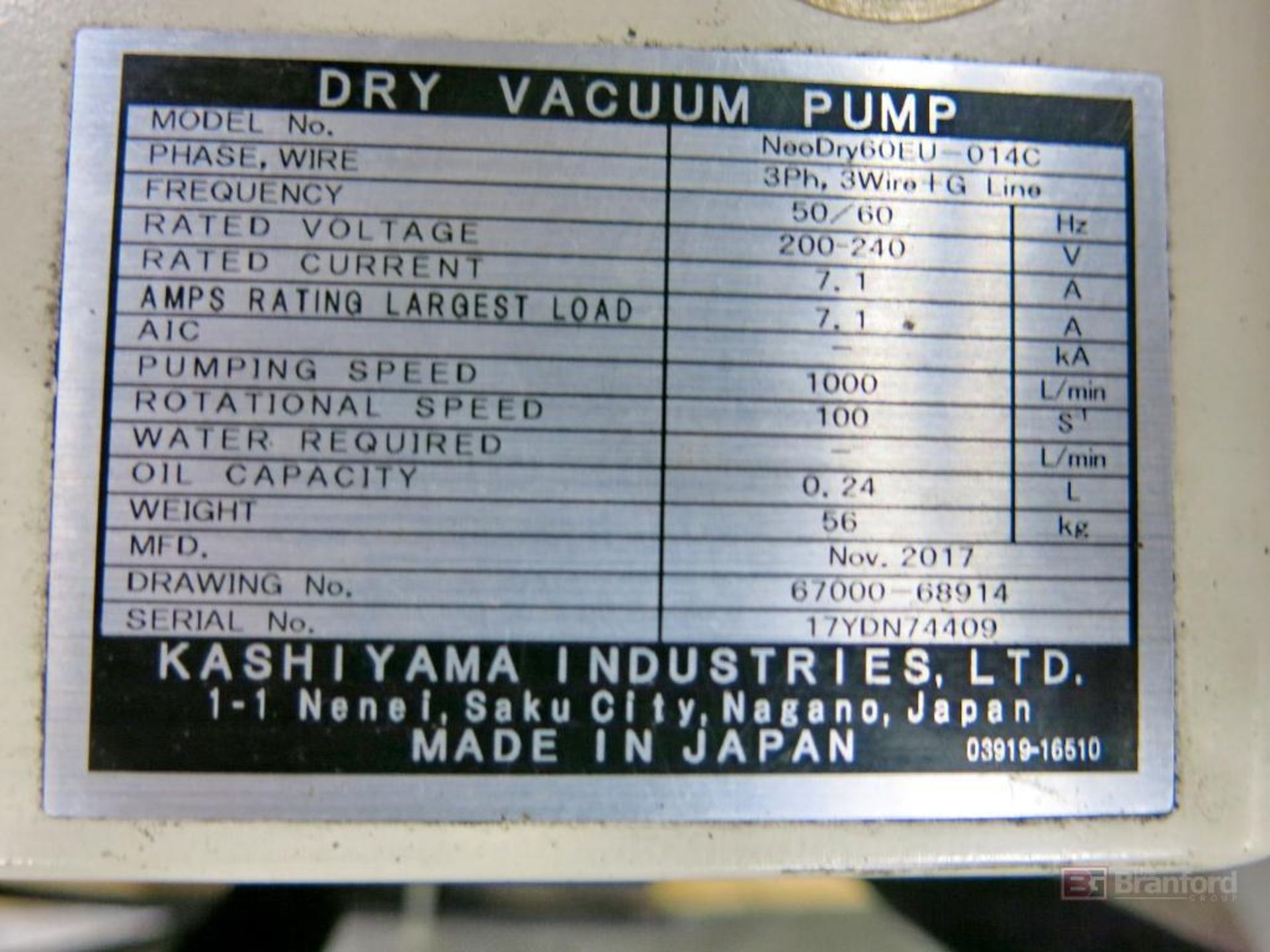 Kashiyama Neodry 36E Dry Vacuum Pump - Image 3 of 4