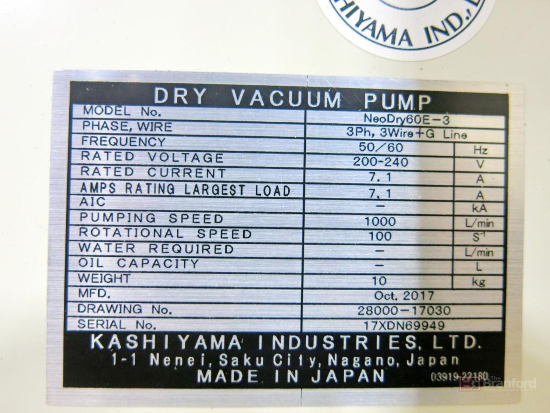 Kashiyama Neodry 60E Dry Vacuum Pumps - Image 2 of 2