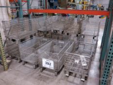 Lot of (13) Castered Collapsible Stackable Steel Totes
