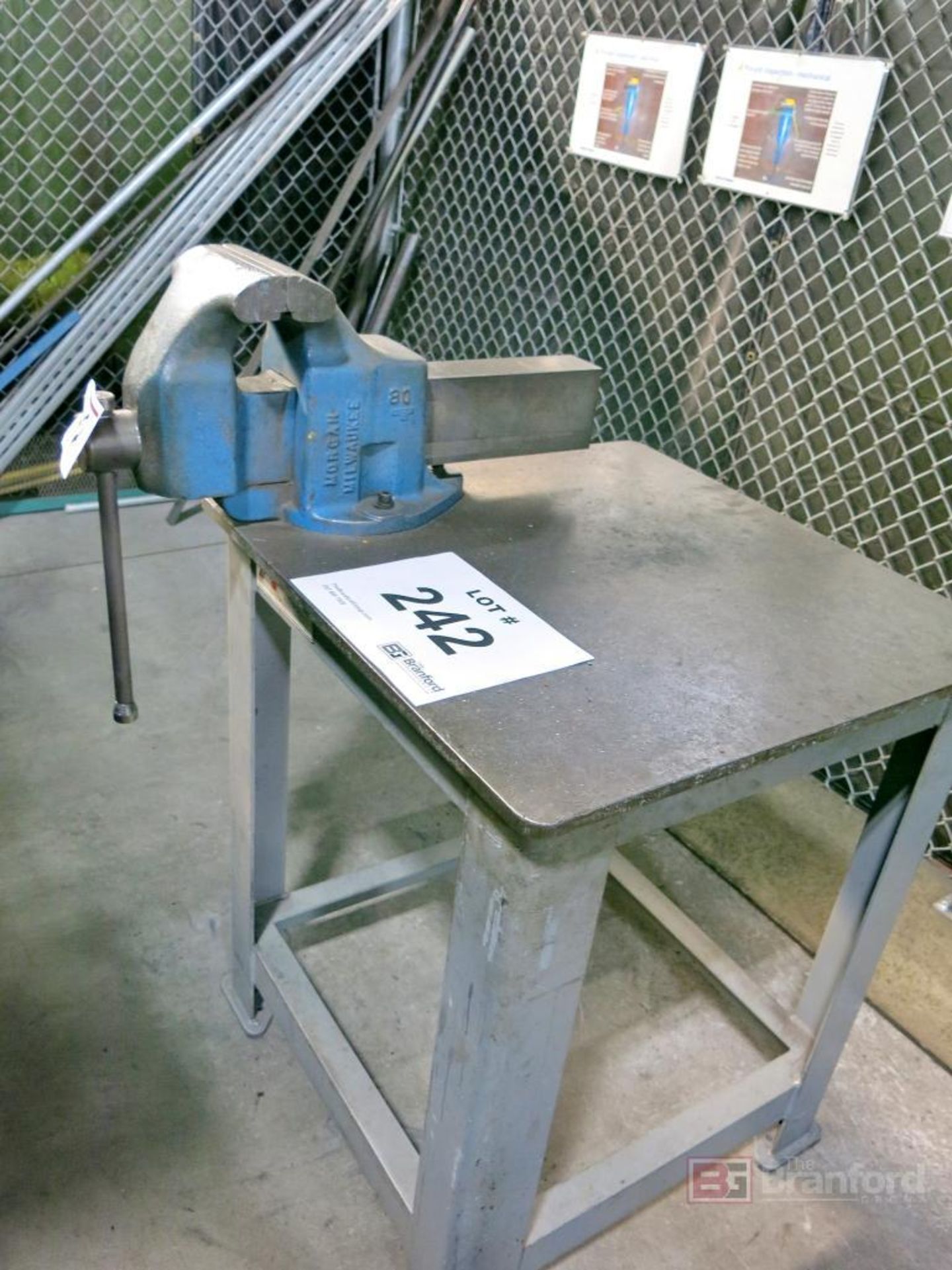 8" Morgan Milwaukee Benchtop Vise w/ Heavy Duty Steel Table