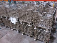 Lot of (16) Castered Collapsible Stackable Steel Totes
