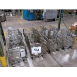 Lot of (8) Castered Steel Collapsible, Stackable Totes
