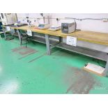 Lot of (5) Butcher Block Topped Steel Framed Workbenches