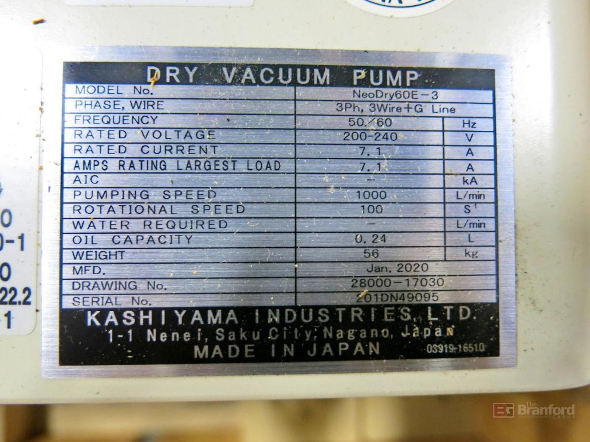 Lot of (2) Kashiyama Neodry 60E Dry Vacuum Pumps - Image 3 of 3