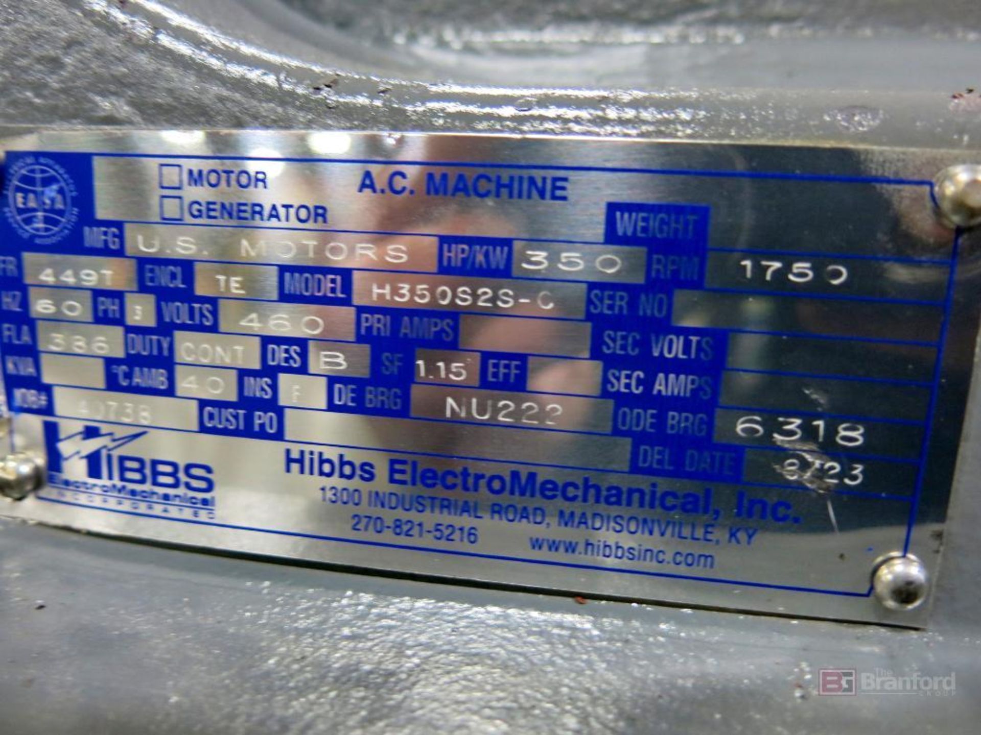 Hibbs 350-HP 1750 RPM Electric Motor - Image 5 of 5