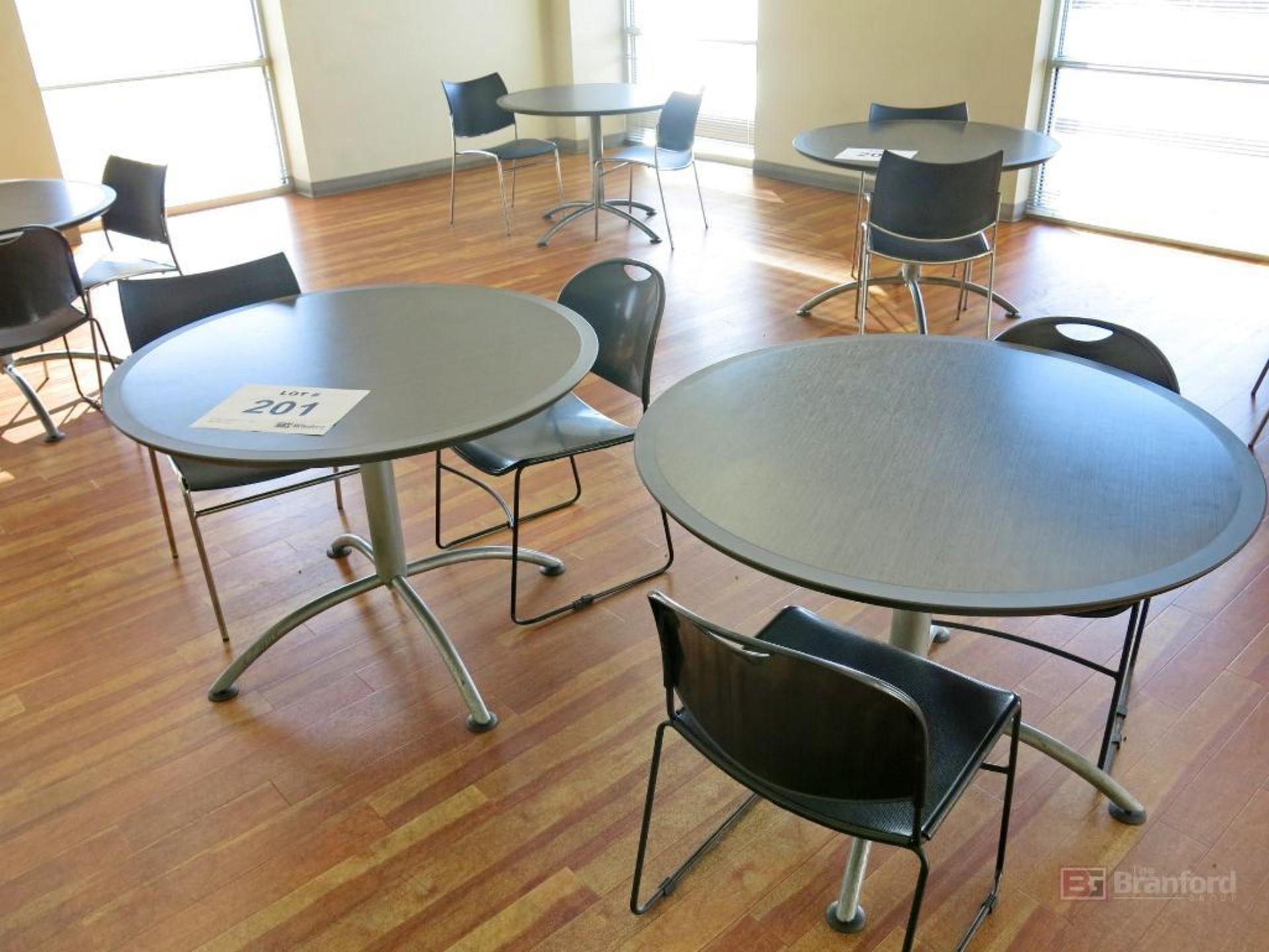 Lot of (6) Cafeteria Round Tables and Chairs - Image 2 of 2