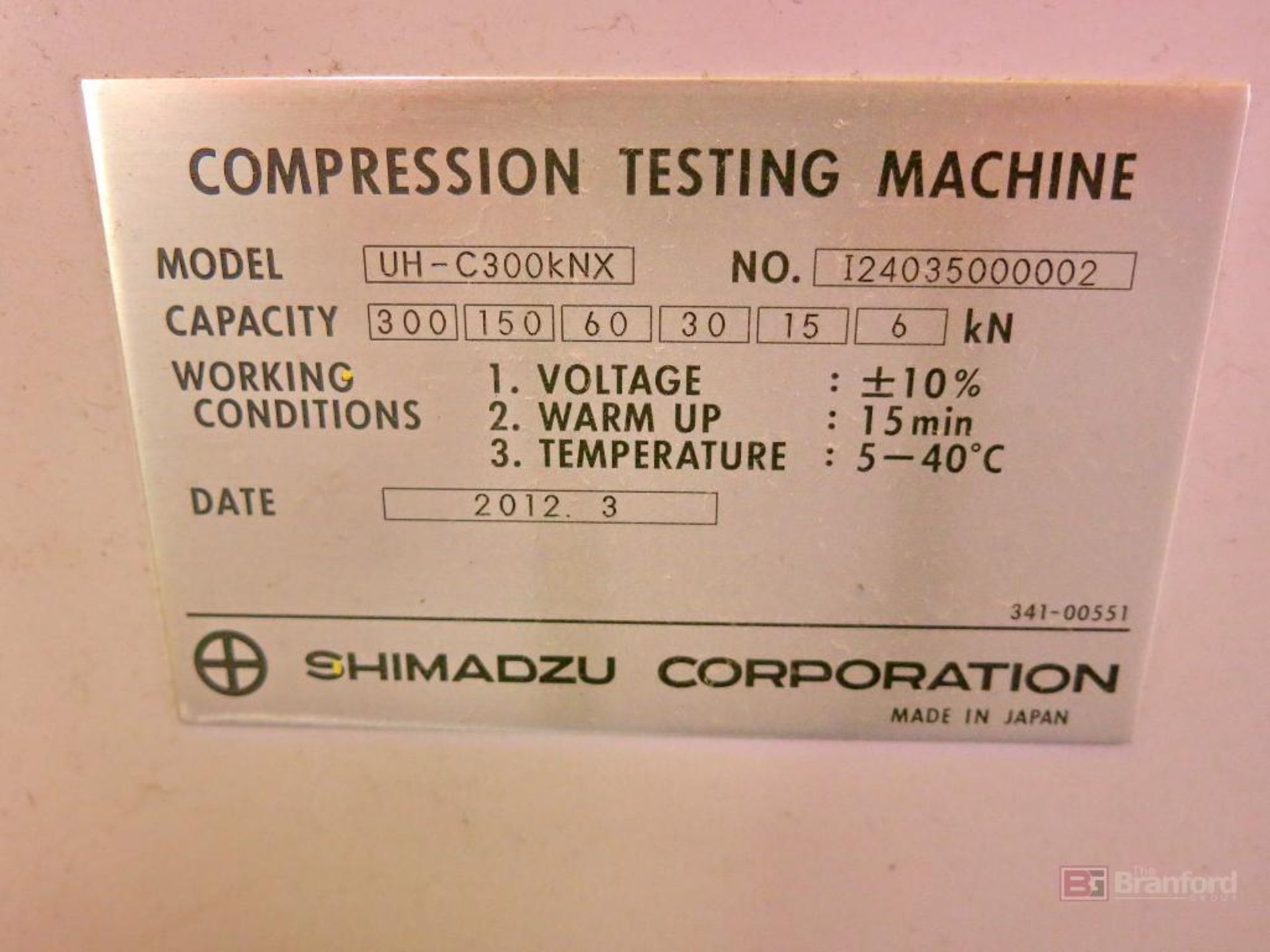 Shimadzu Model UH-C300KNX Universal Forced Testing Machine - Image 4 of 4