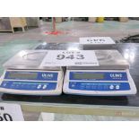 Lot of (2) Uline Model H1651 60 Lb Cap. Digital Scales