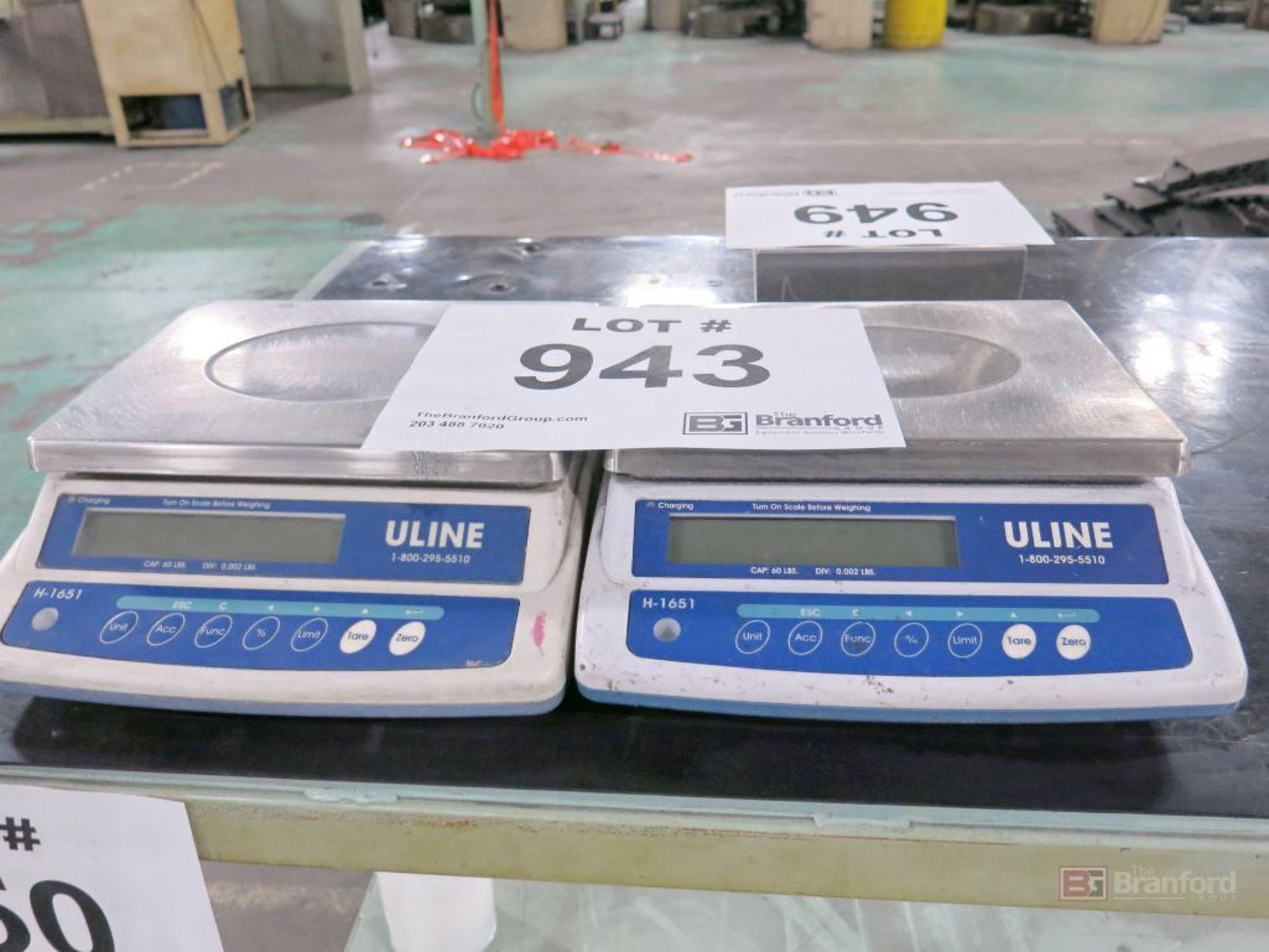 Lot of (2) Uline Model H1651 60 Lb Cap. Digital Scales