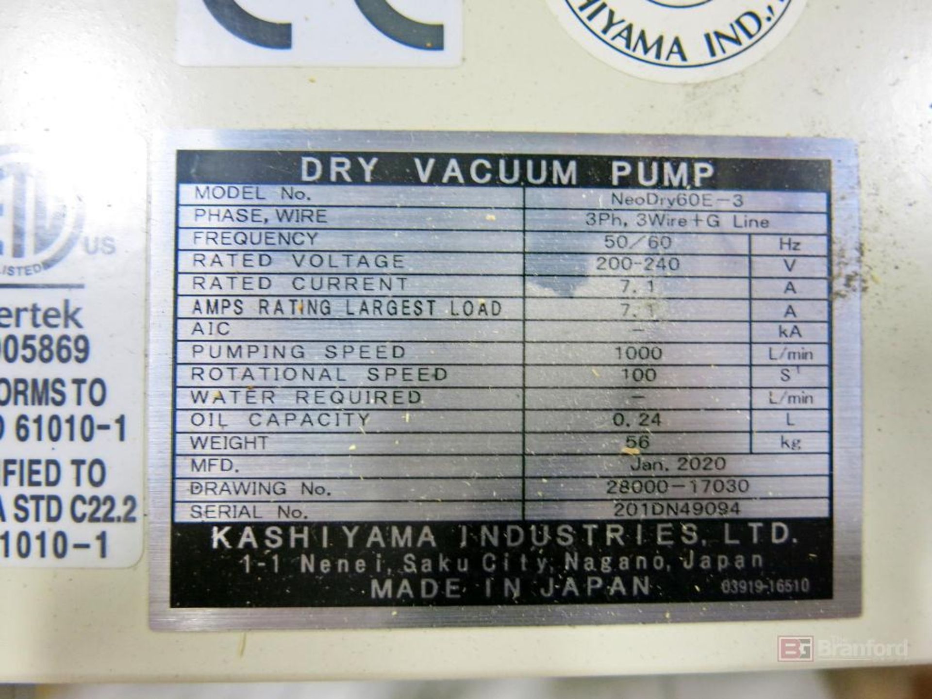 Lot of (2) Kashiyama Neodry 60E Dry Vacuum Pumps - Image 2 of 3