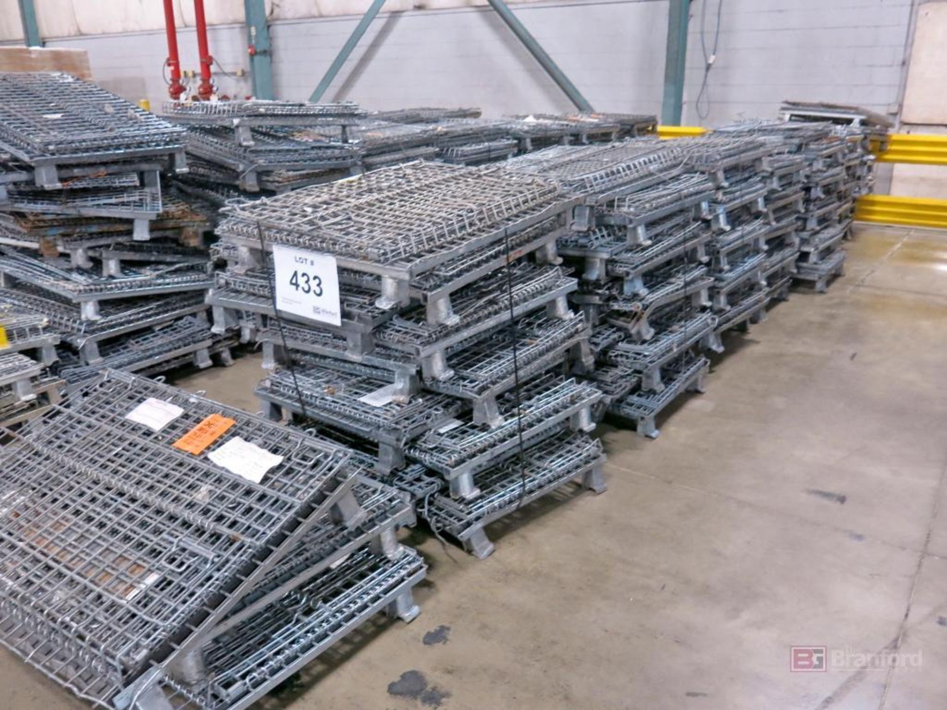 (8) Pallet Lots of Collapsible Steel Stackable Totes