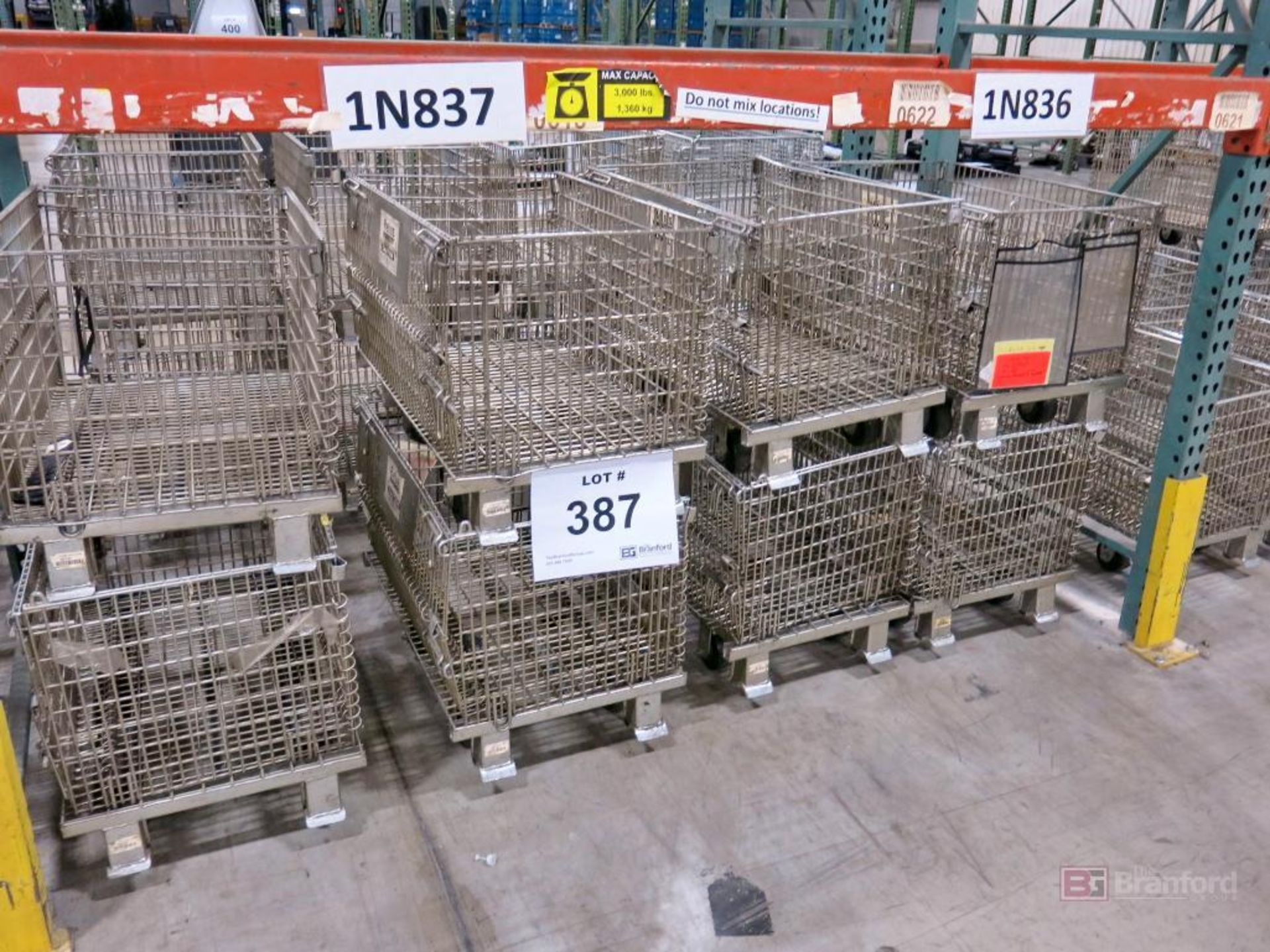 Lot of (16) Castered Collapsible Stackable Steel Totes - Image 2 of 2
