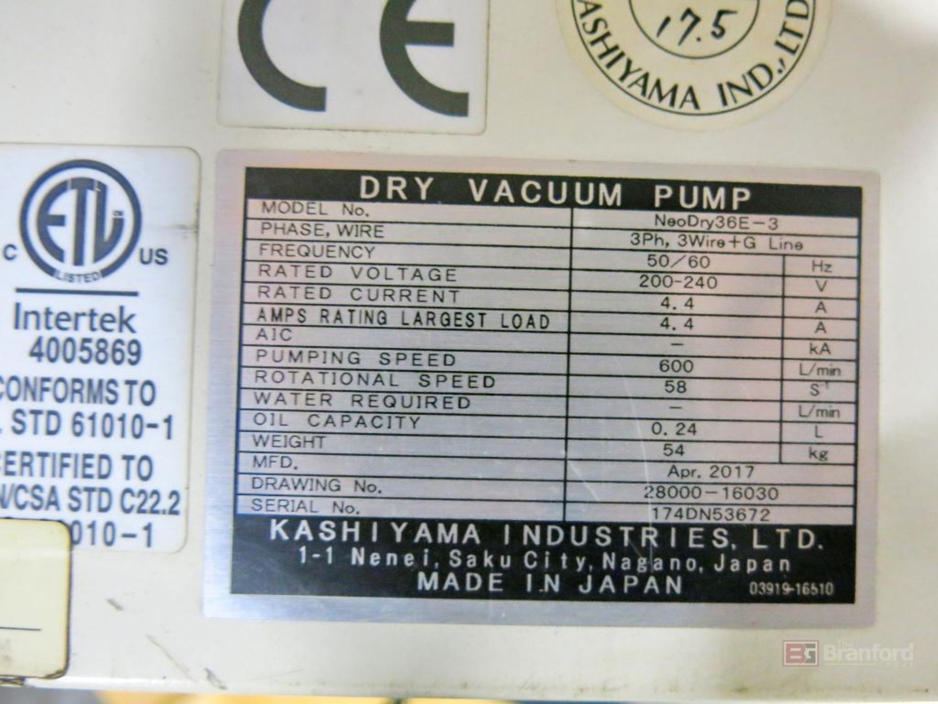 Lot of (2) Kashiyama Neodry 36E Dry Vacuum Pumps - Image 2 of 3