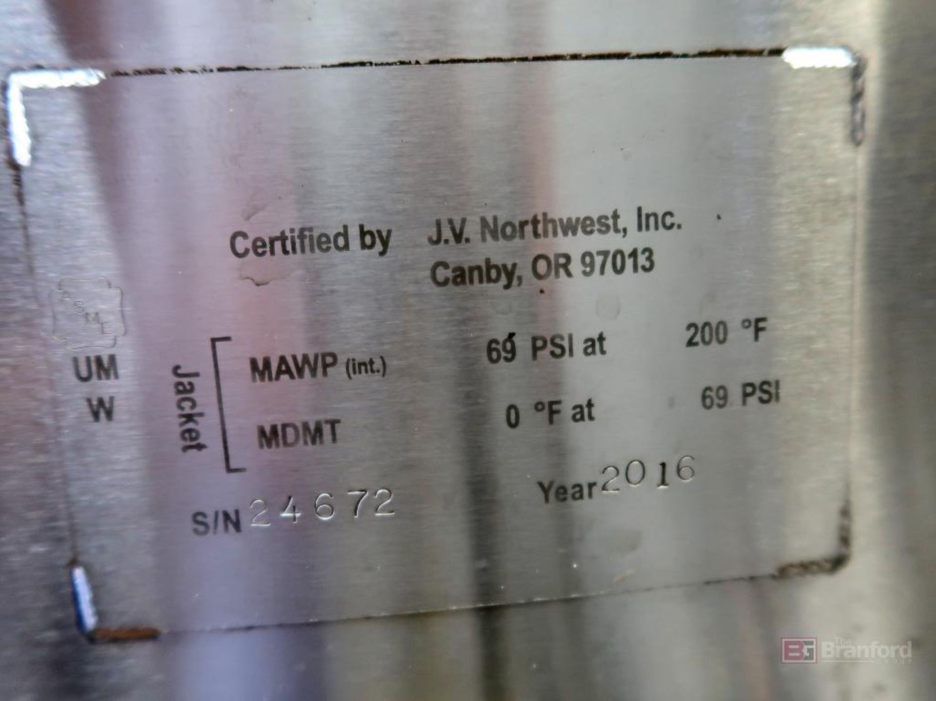 JVNW 60 BBL S/S Brite Tank - Image 4 of 4