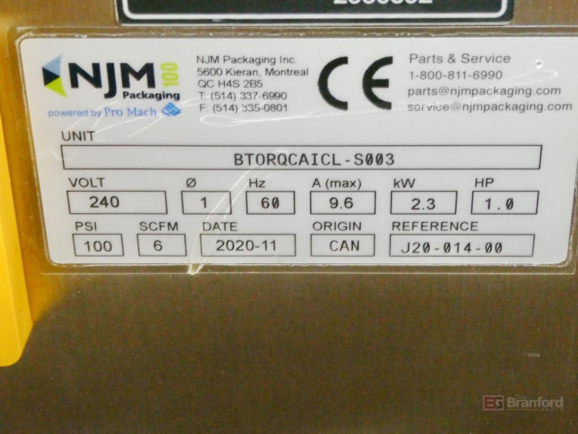 2020 NJM Packaging Model Beltorque BTIC, Stainless Steel Inline Capping Machine - Image 7 of 7