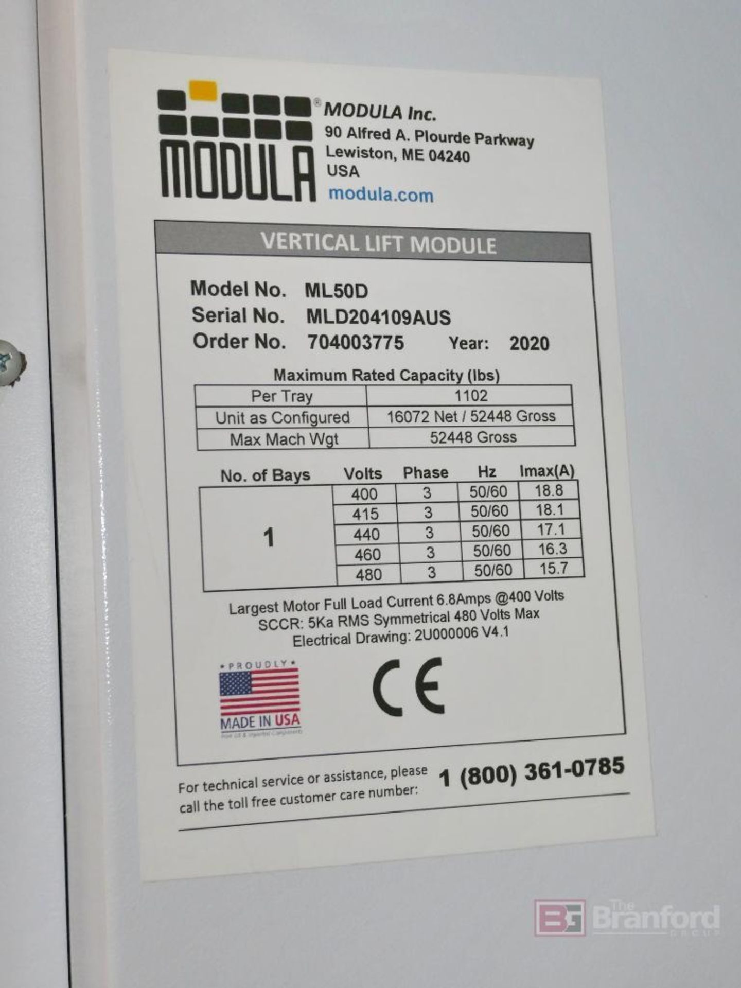 2020 Modula Lift Approx Total Height 33'10" Model ML50D, Automated Vertical Storage System - Image 7 of 7