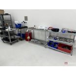 (2) Shelving Units and (2) 2-Tier Stainless Steel Carts
