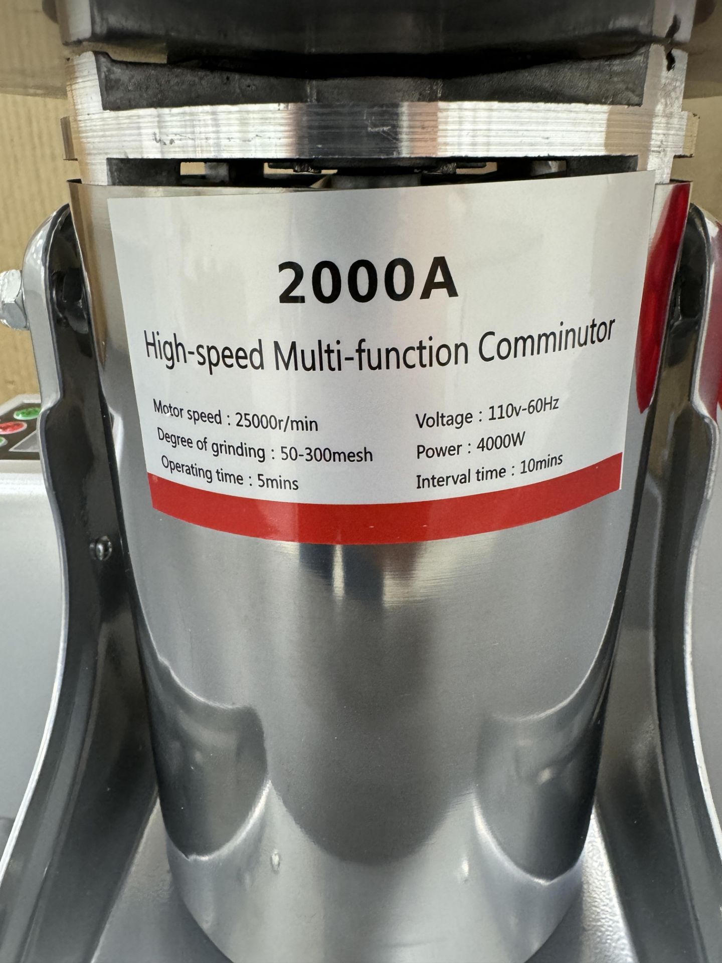 ALD Kitchen Model 2000A, Stainless Steel High Speed Multi Function Electric Grain Grinder/Comminutor - Image 2 of 6