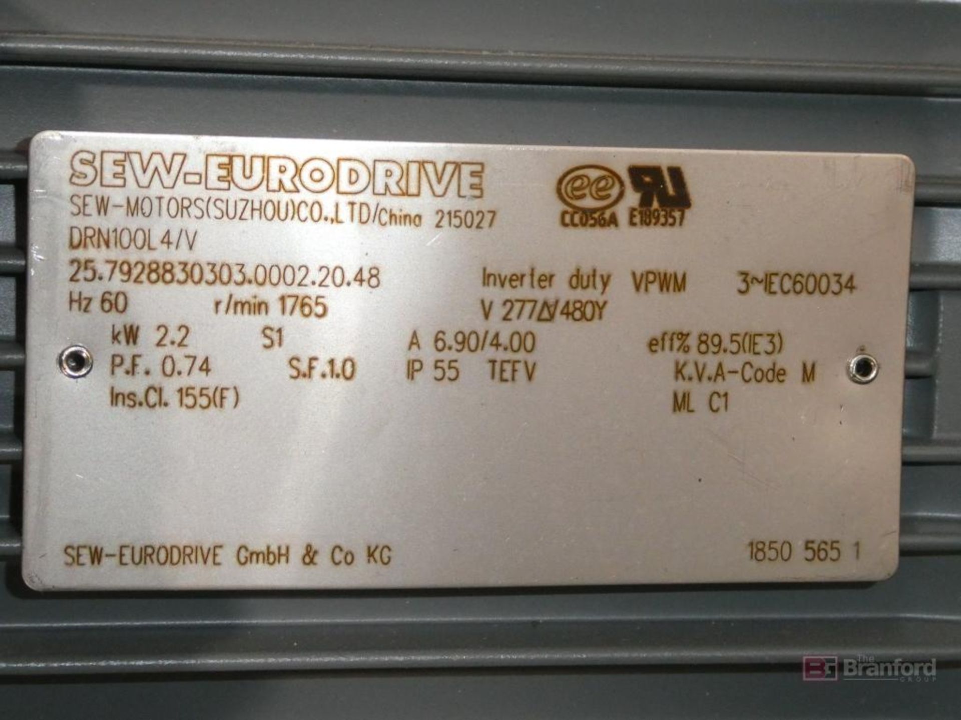 SEW-Eurodrive Model DRN100L4/V, Gearbox and Motor - Image 3 of 3