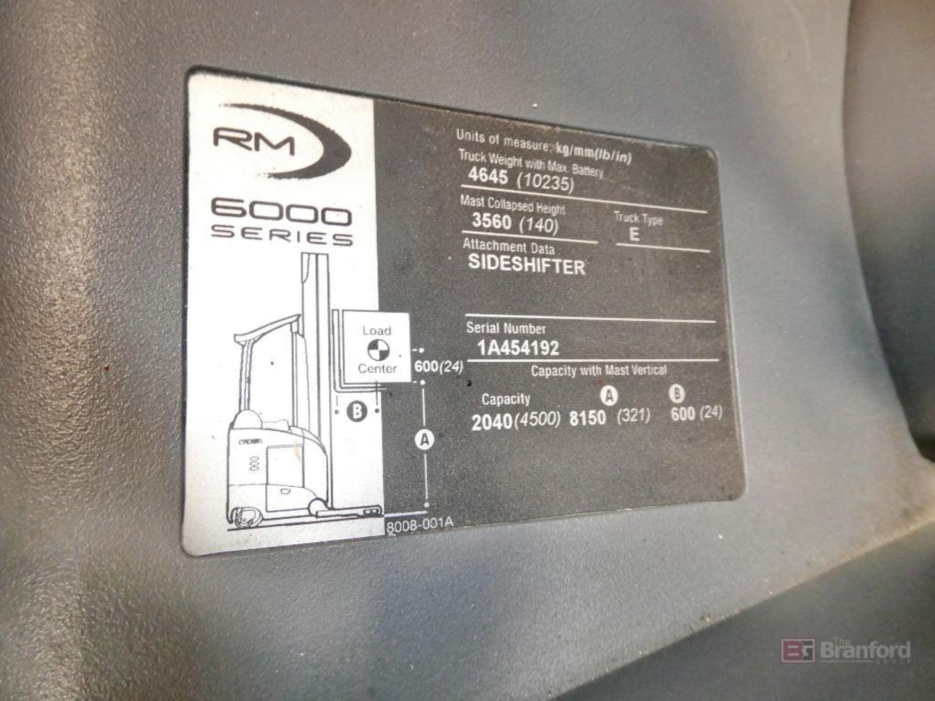 Crown Model RM6025-45, Electric Reach Forklift - Image 6 of 11