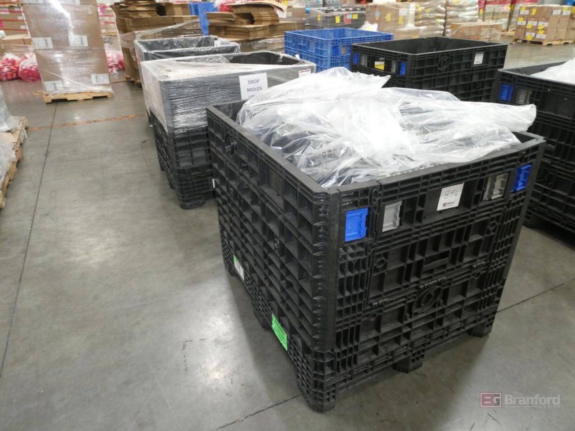 (3) Uline Model H1736BLU, Poly Folding Crates w/ Contents