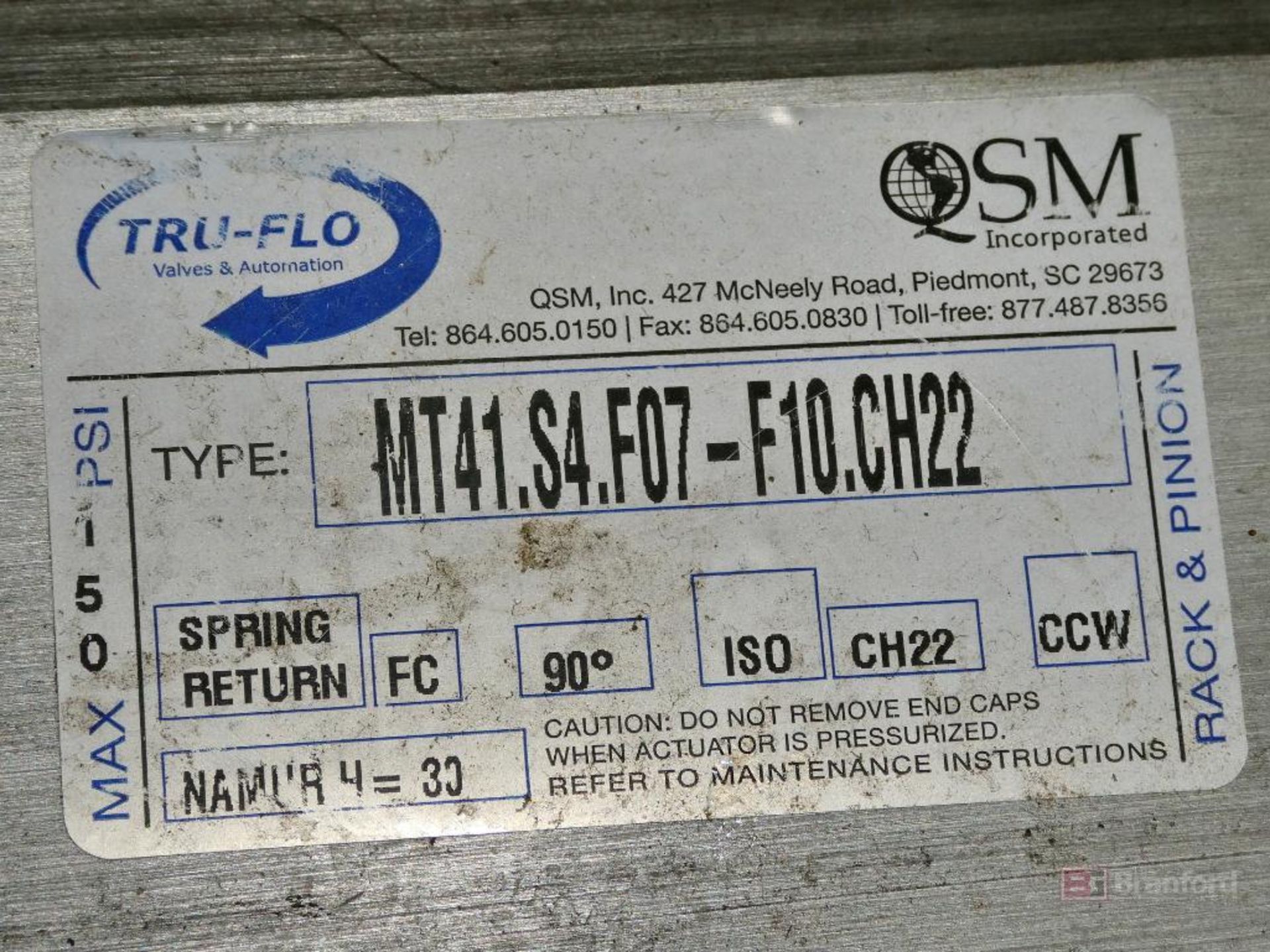 (5) Tru-Flo Type MT41.S4.F07/F10.CH22, Ball Valve Actuators - Image 3 of 3