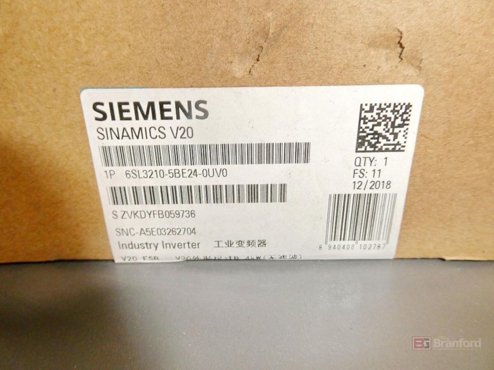 (2) Siemens Sinamics V20, Variable Frequency Drive (New) - Image 3 of 3