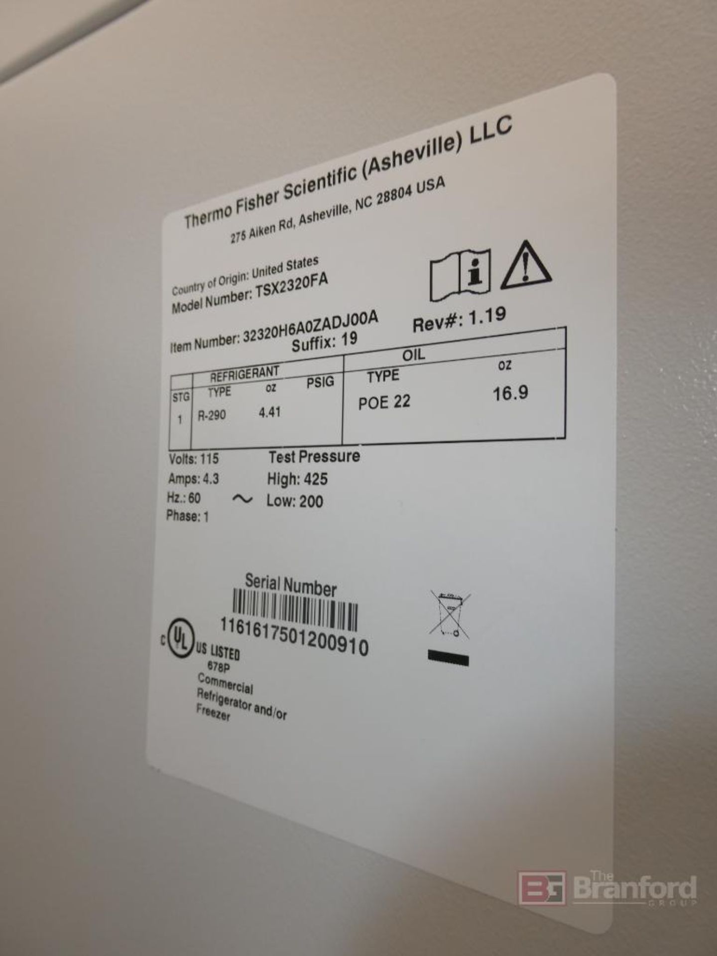 ThermoFisher Scientific Model TSX2320FA, TSX Series Ultra-Low Single Door Freezer - Image 5 of 5