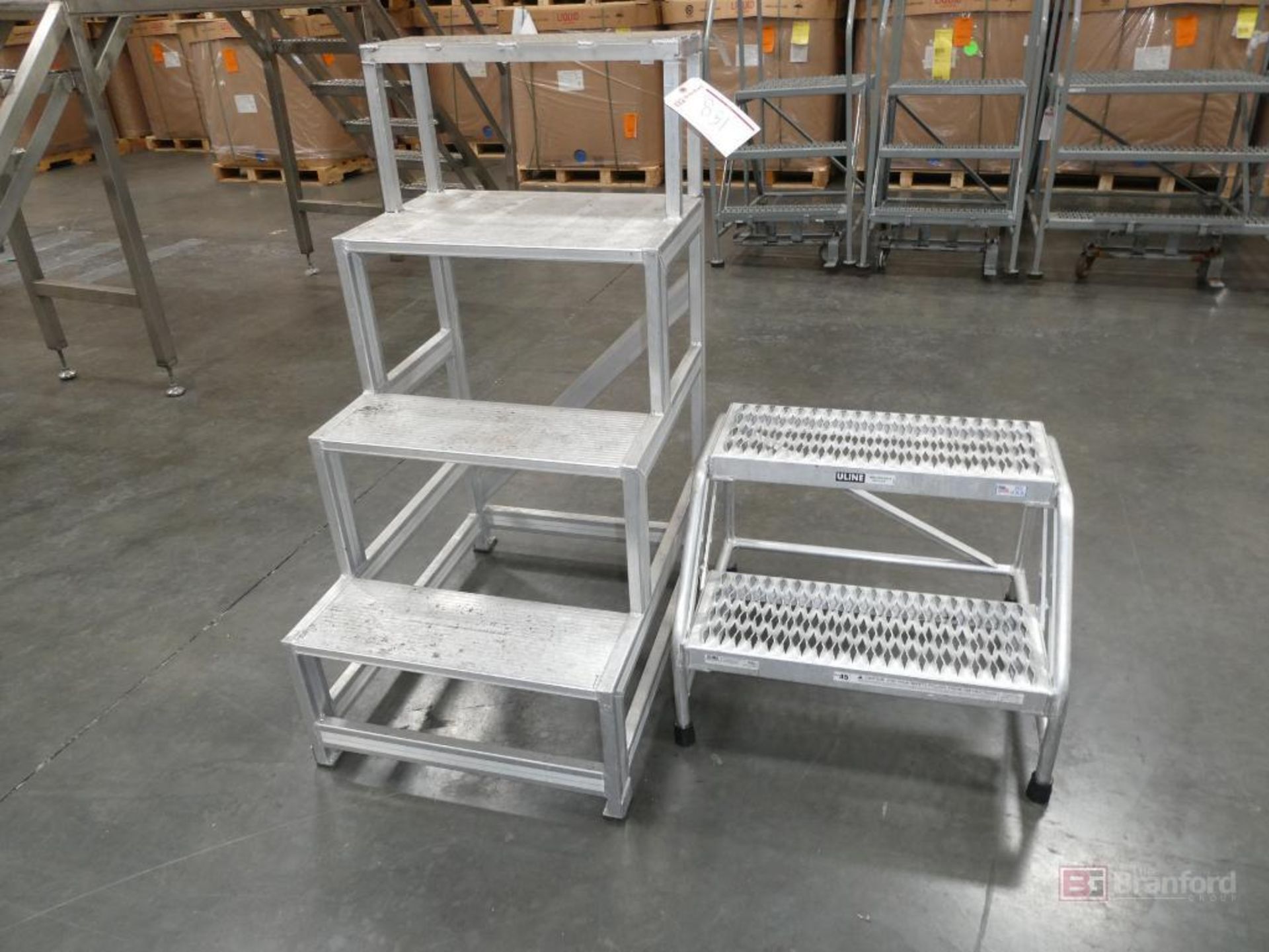 (1) Uline 2-Step Ladder; 4-Step Aluminum Staircase Ladder