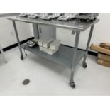 SS lab bench on casters, 2-tier - no contents