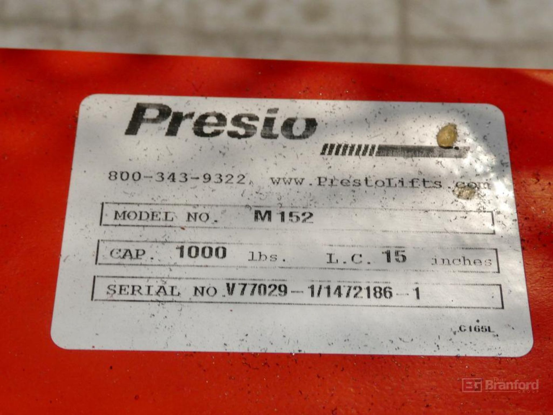 Presto Model M152, Manual Lift - Image 3 of 3