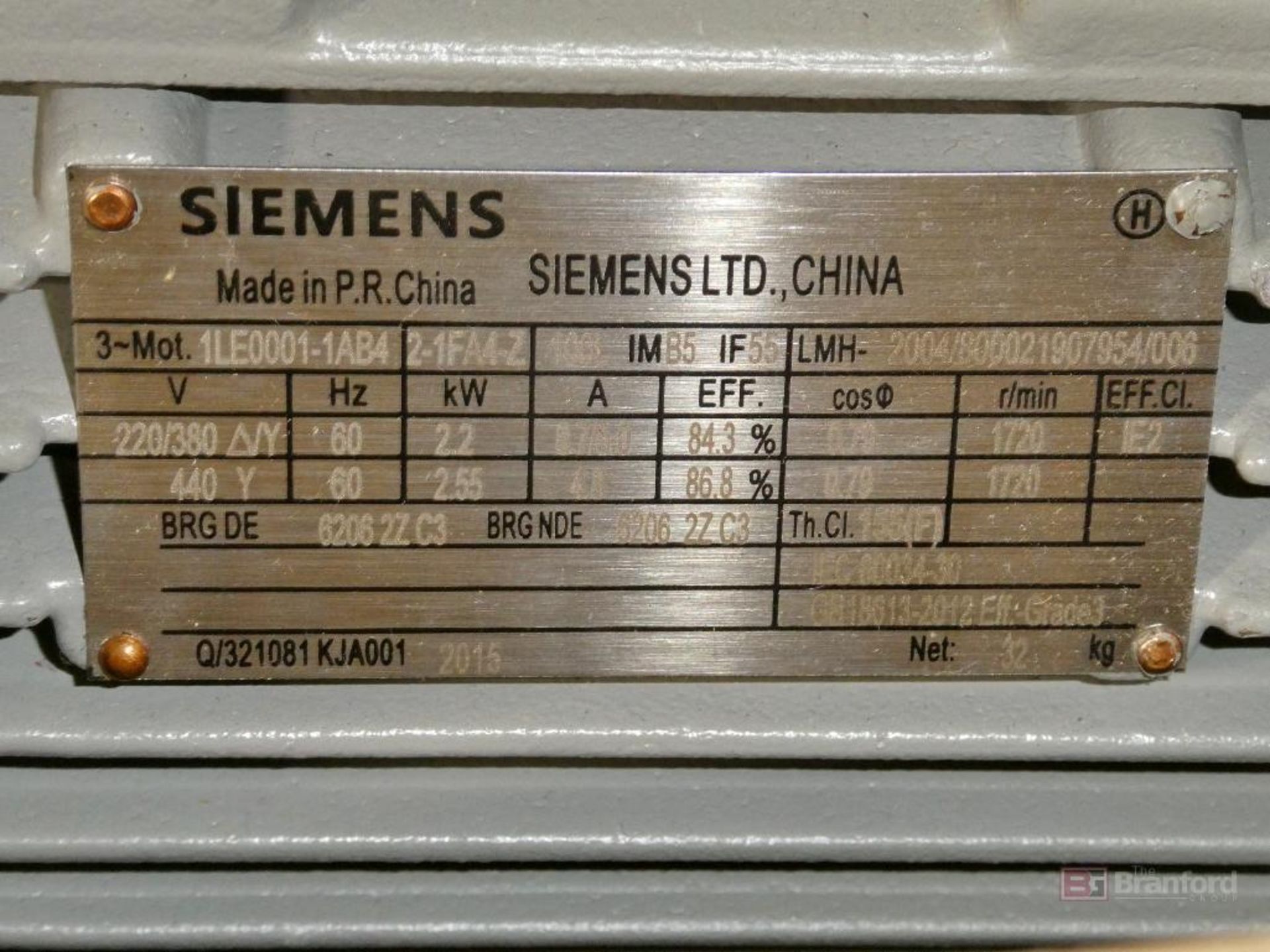 Siemens Model 1LE0001-1AB42-1FA4-Z100L-B5, Motor - Image 7 of 7
