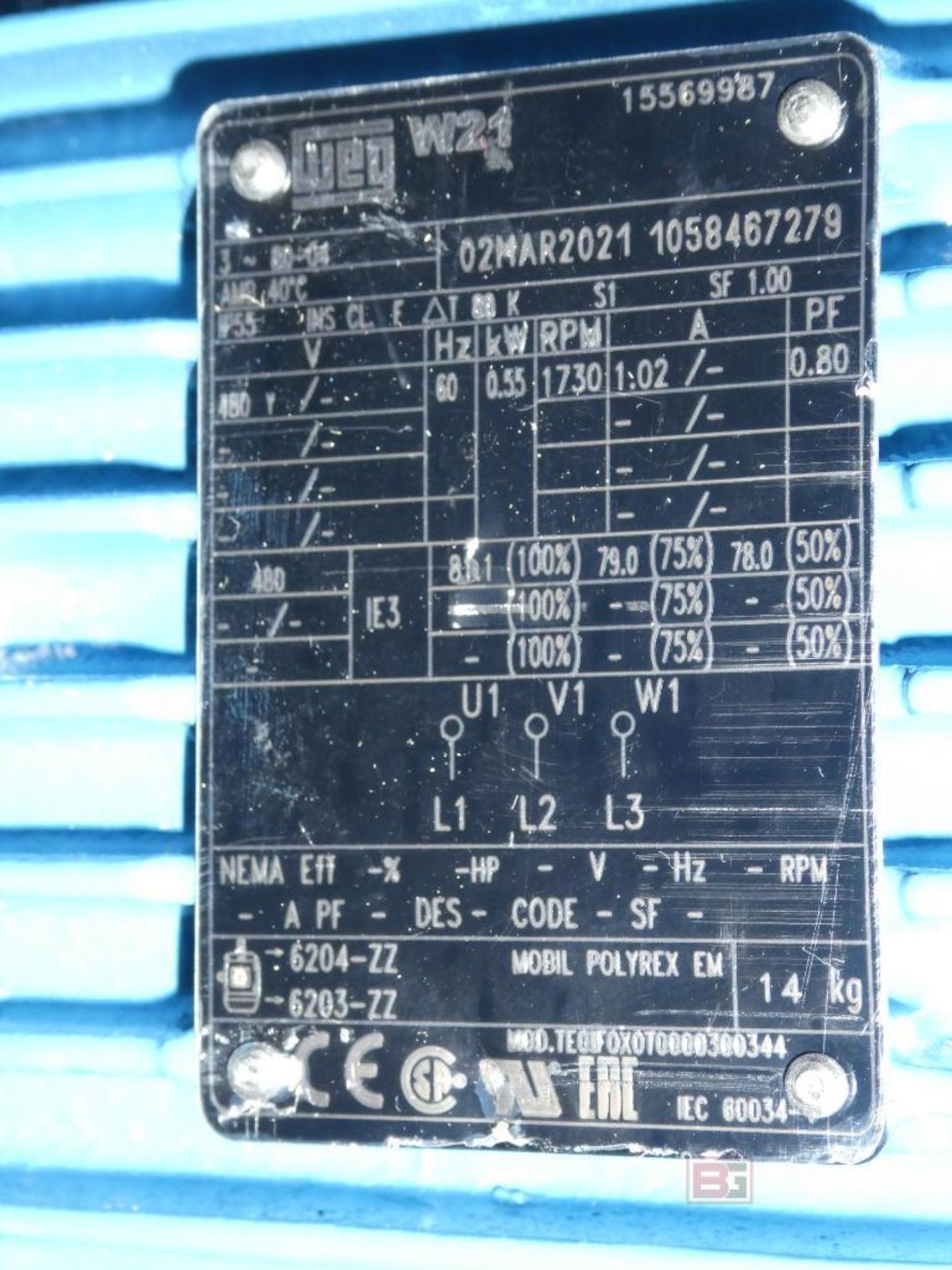 (3) WEG Model W21, Motors - Image 3 of 3