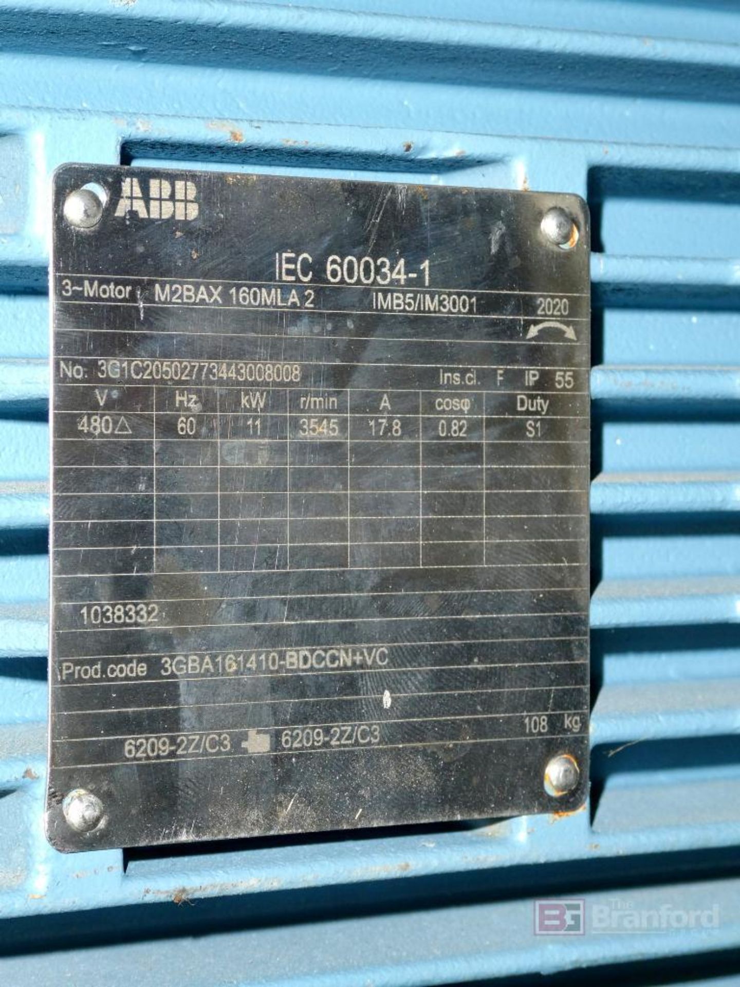 (1) ABB Model M2BAX-160MLA2, 11KW Motor w/ Stainless Steel Agitator Mounting Unit - Image 4 of 4