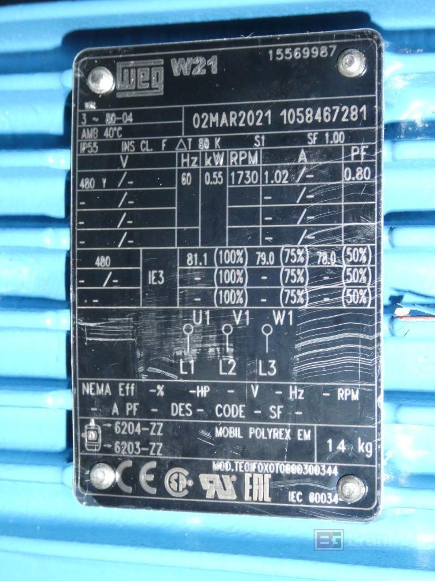 (3) WEG Model W21, Motors - Image 6 of 6