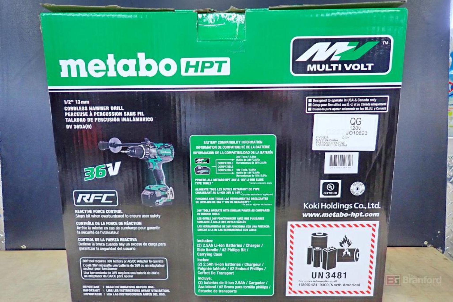 Metabo HPT DV36DA MultiVolt Brushless RFC 1/2" 13mm Cordless Hammer Drill - Image 7 of 13