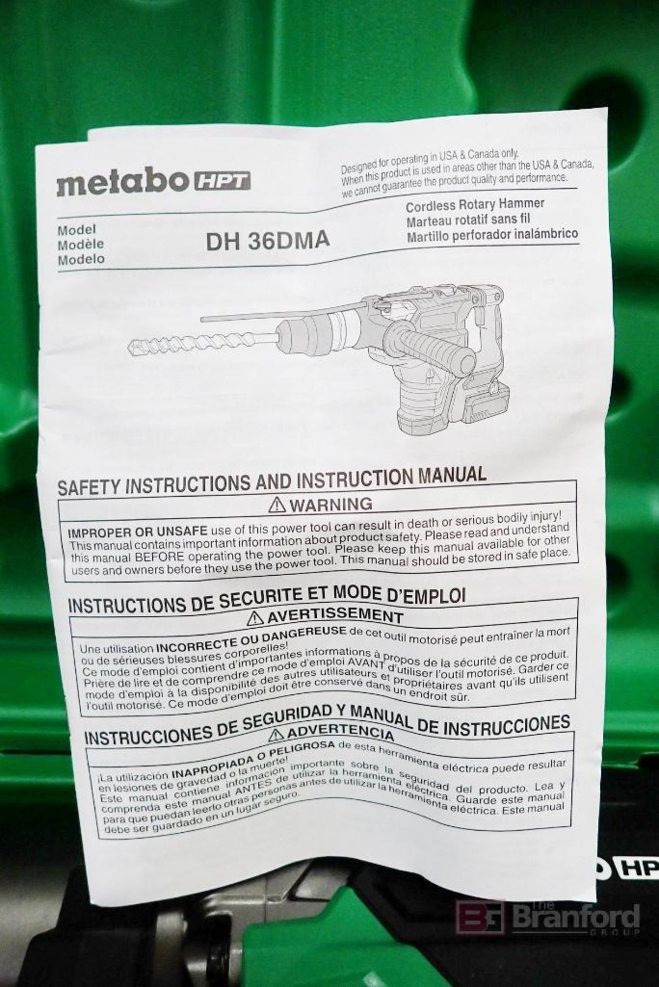 Metabo HPT DH36DMA Cordless Rotary Hammer - Image 5 of 5